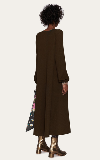 Brooklyn Puff-Sleeve Crepe Midi Dress展示图