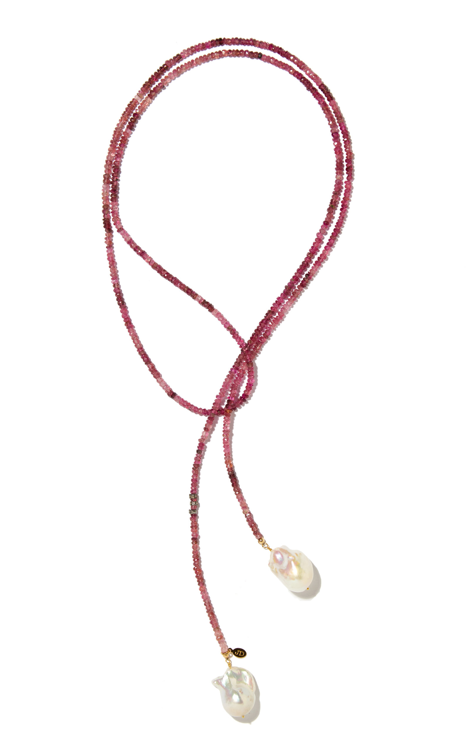 Tourmaline And Pearl Lariat Necklace