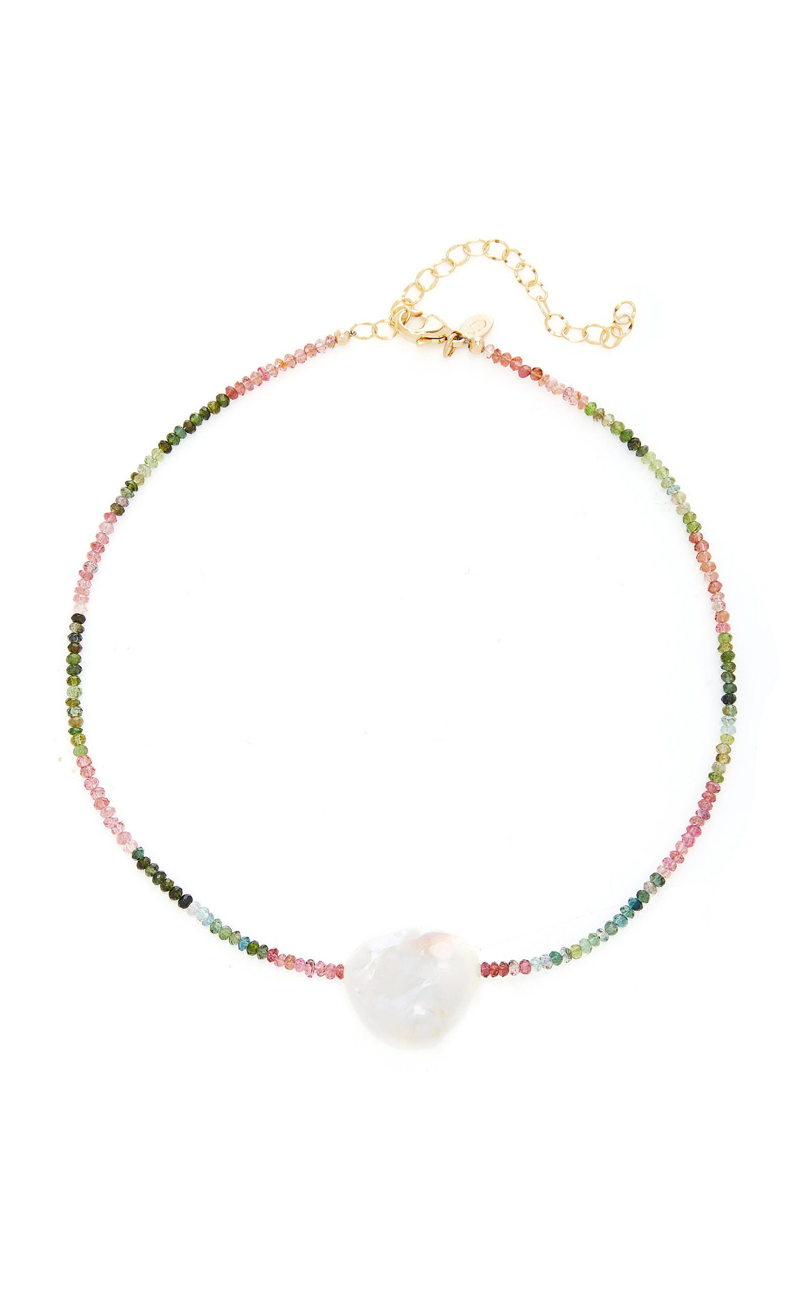 Gold-Filled; Tourmaline and Pearl Necklace