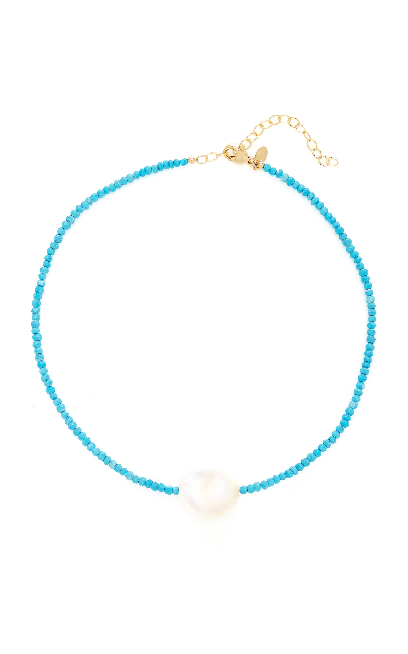 Gold-Filled; Turquoise and Pearl Necklace