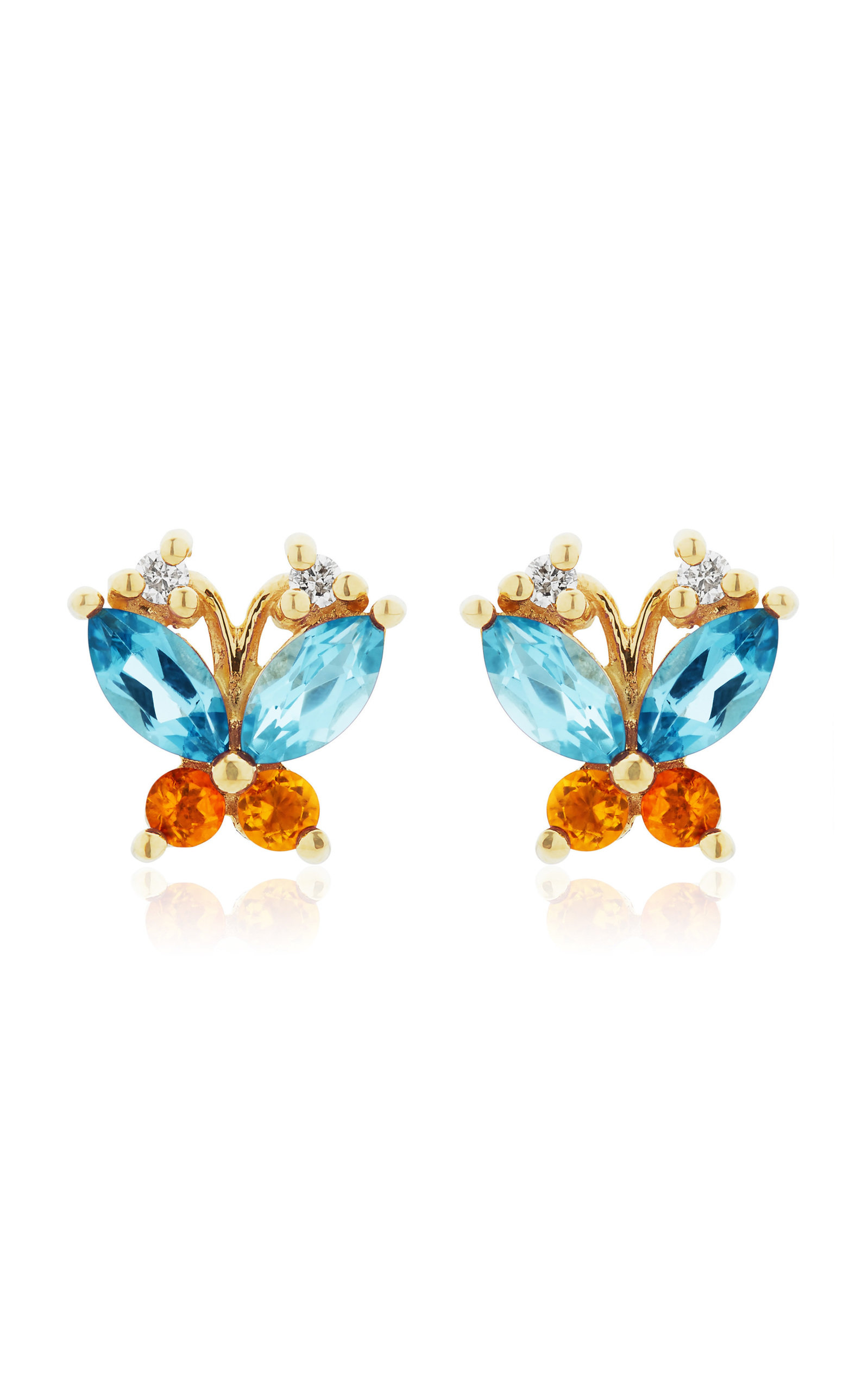 Butterfly Topaz; Citrine And Diamond 14K Gold Earrings