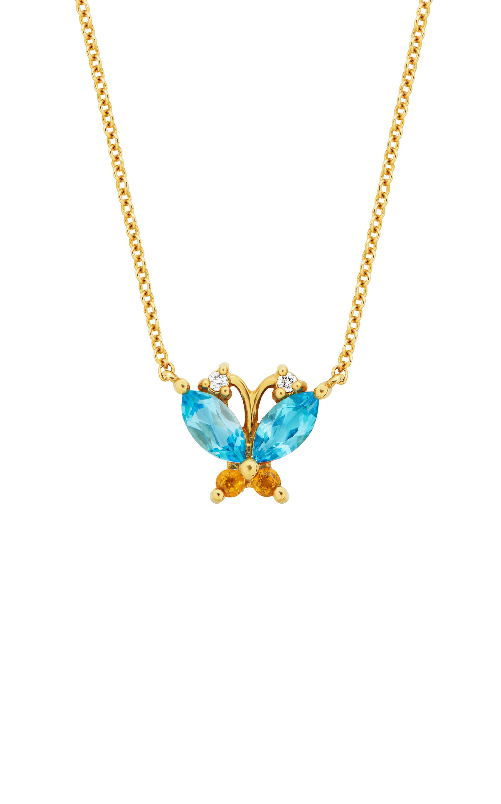Butterfly Topaz; Citrine And Diamond 14K Gold Necklace