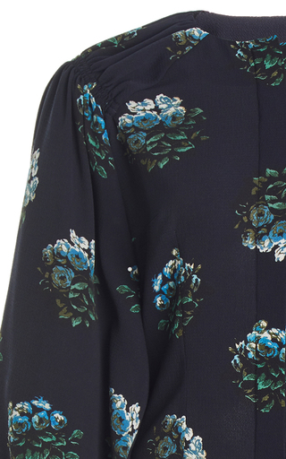 Margot Balloon-Sleeve Floral Stretch-Georgette Top展示图