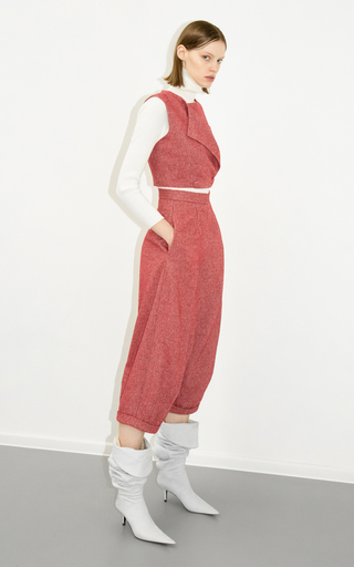 High-Waisted Tweed Wide Leg Cropped Pants展示图