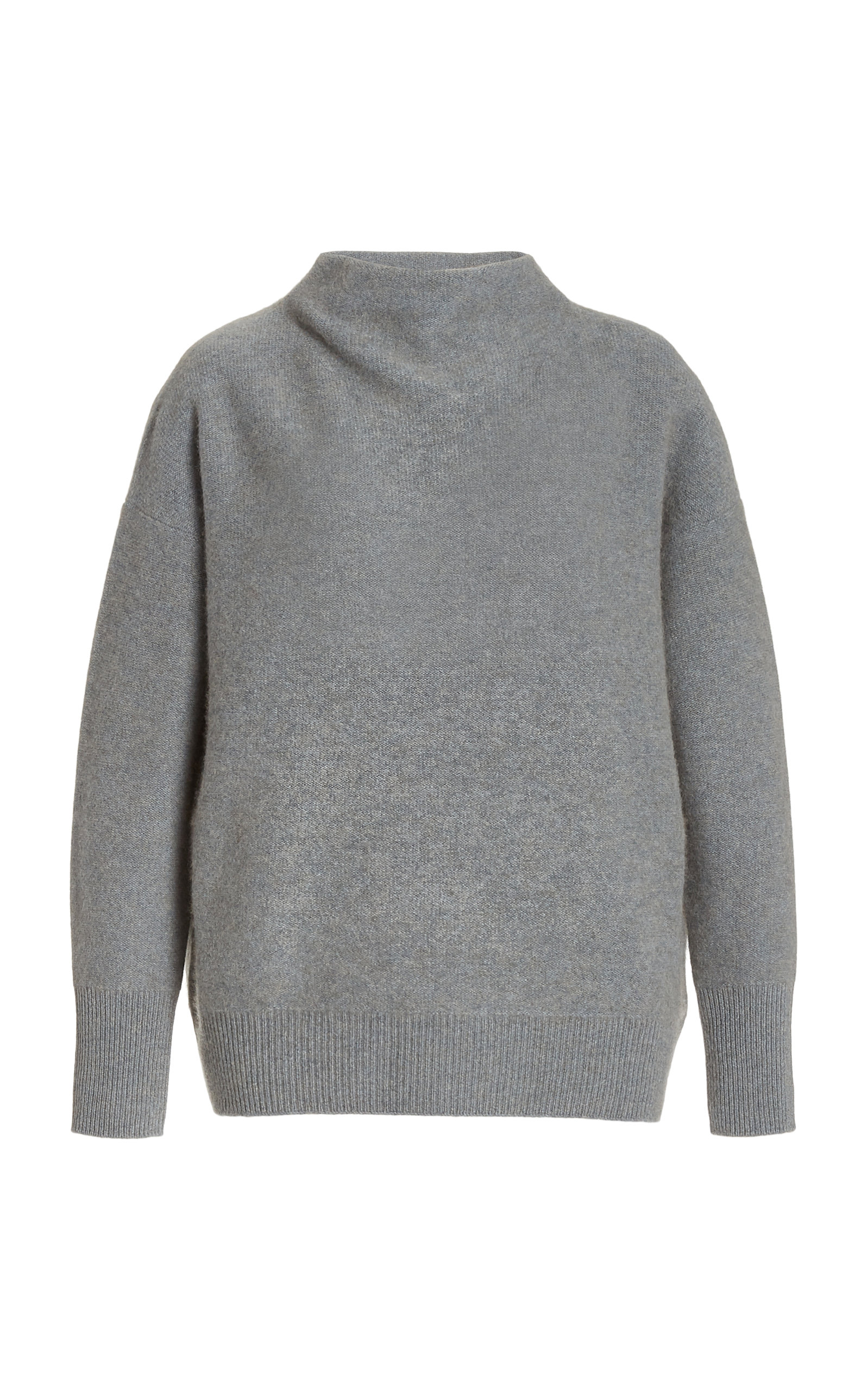 Vince Boiled Cashmere Funnel-neck Sweater In Grey