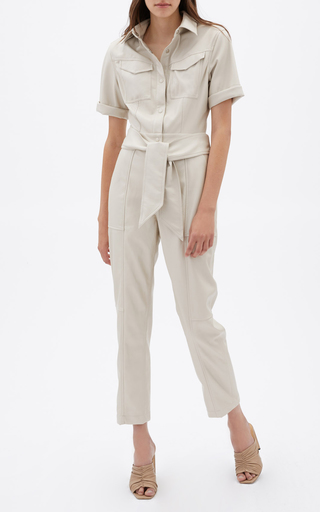 Maddy Belted Faux Leather Jumpsuit展示图