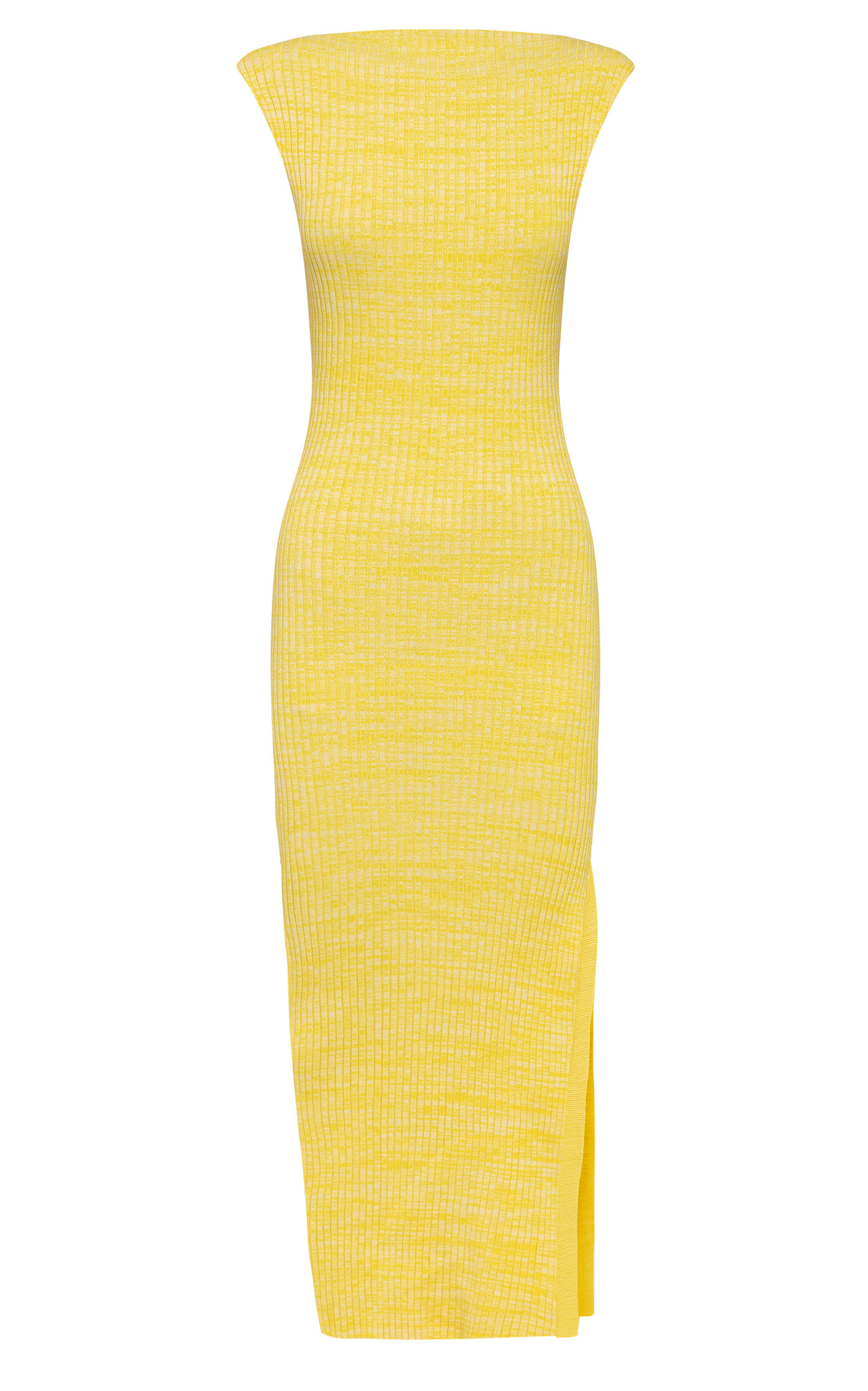 Anna Quan Aleka Boat-neck Ribbed-knit Cotton Midi Dress In Yellow