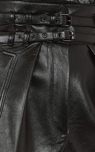 High Waisted Belted Leather Shorts展示图