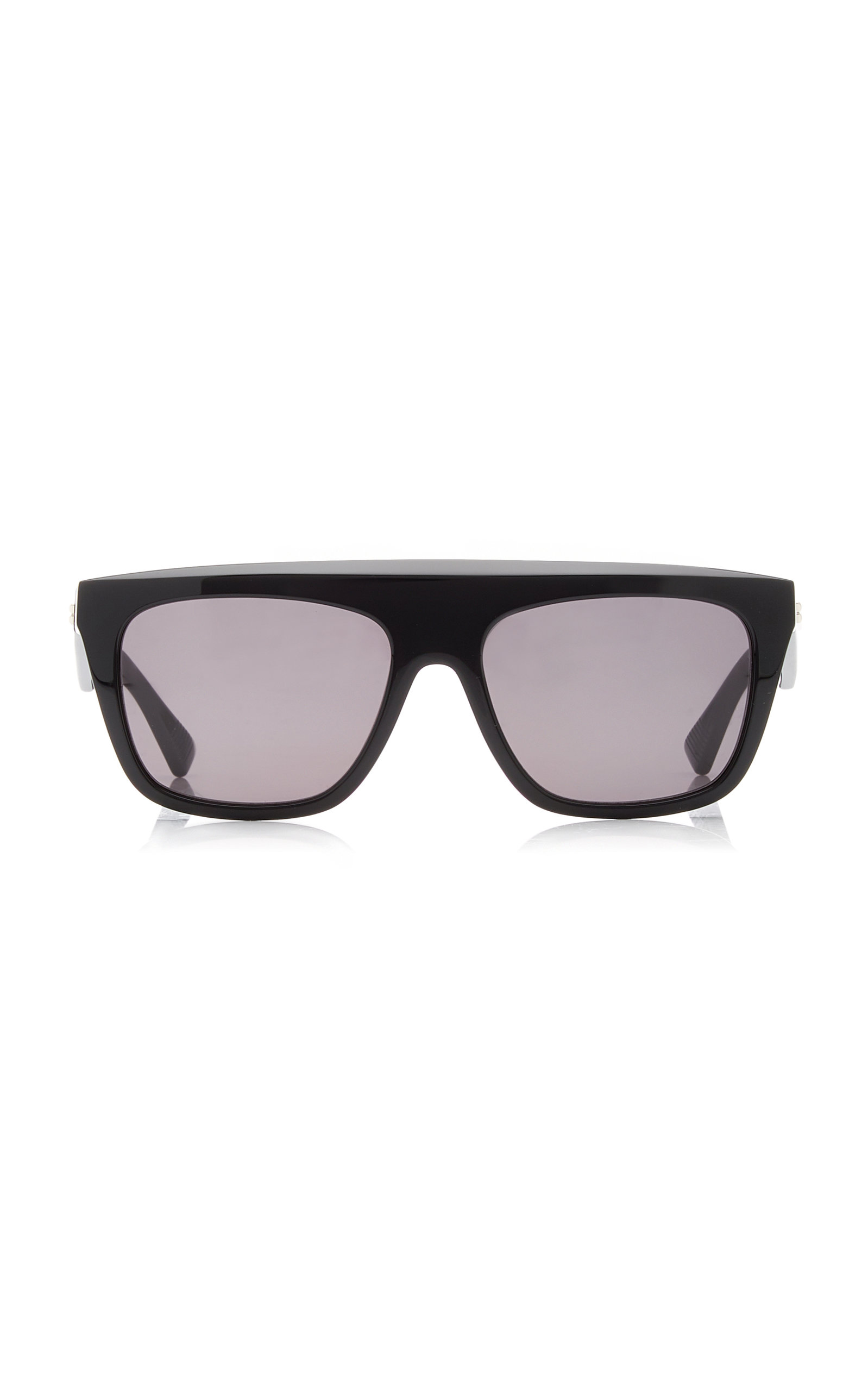 Bottega Veneta - Women's Acetate Flat-Top Square-Frame Sunglasses - Black/green - Moda Operandi