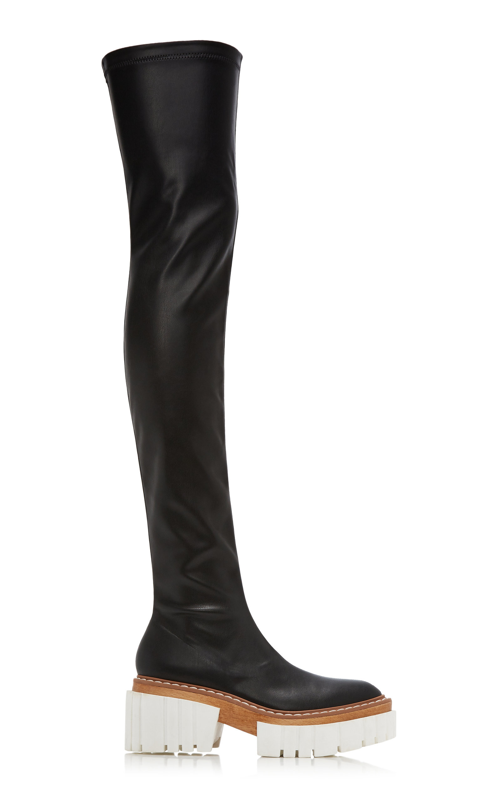Stella McCartney - Women's Emilie Vegan Leather Over-The-Knee Boots - Black - Moda Operandi