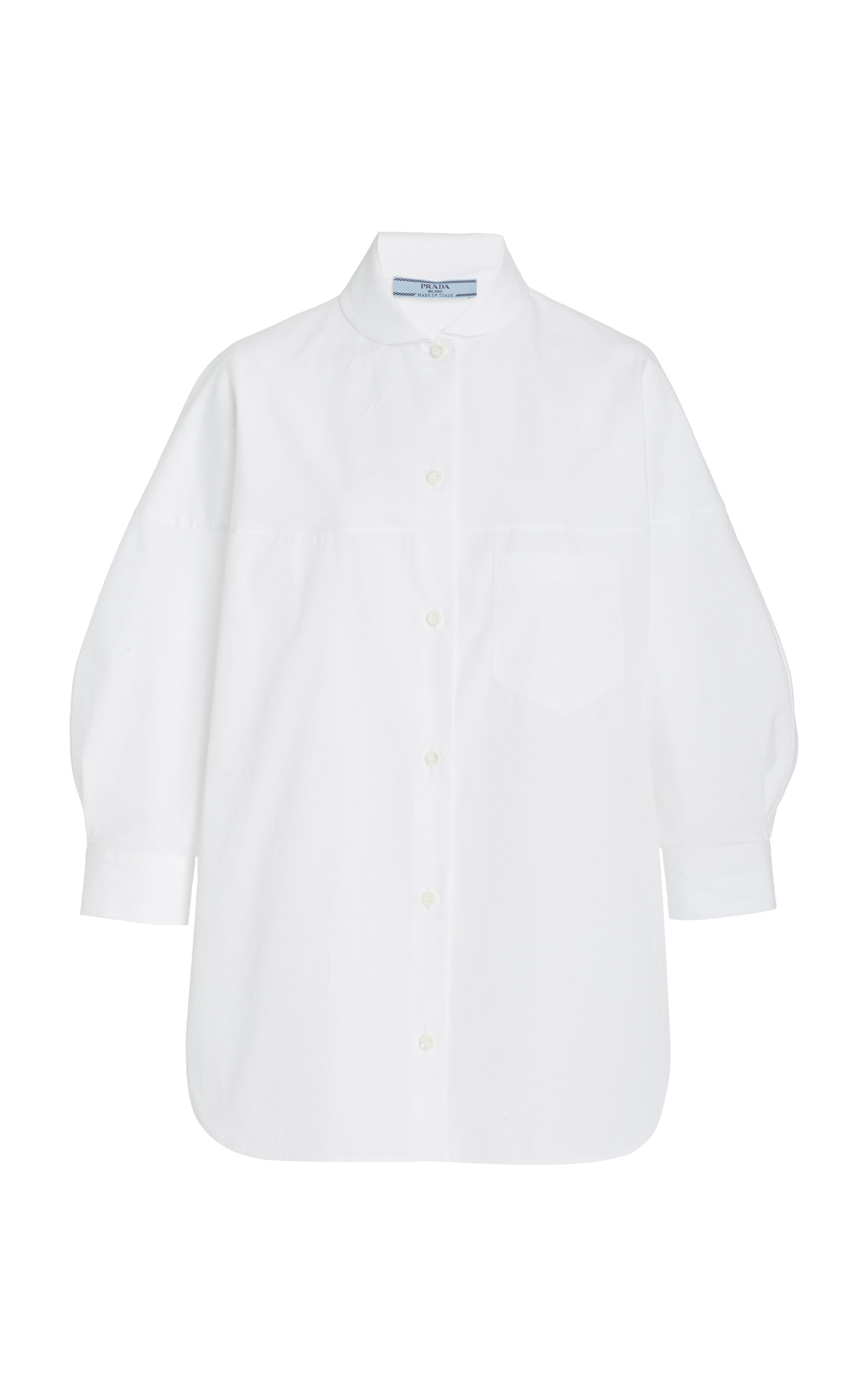Prada - Peter Pan-Collar Cotton Poplin Shirt  - White - IT 38 - Moda Operandi
