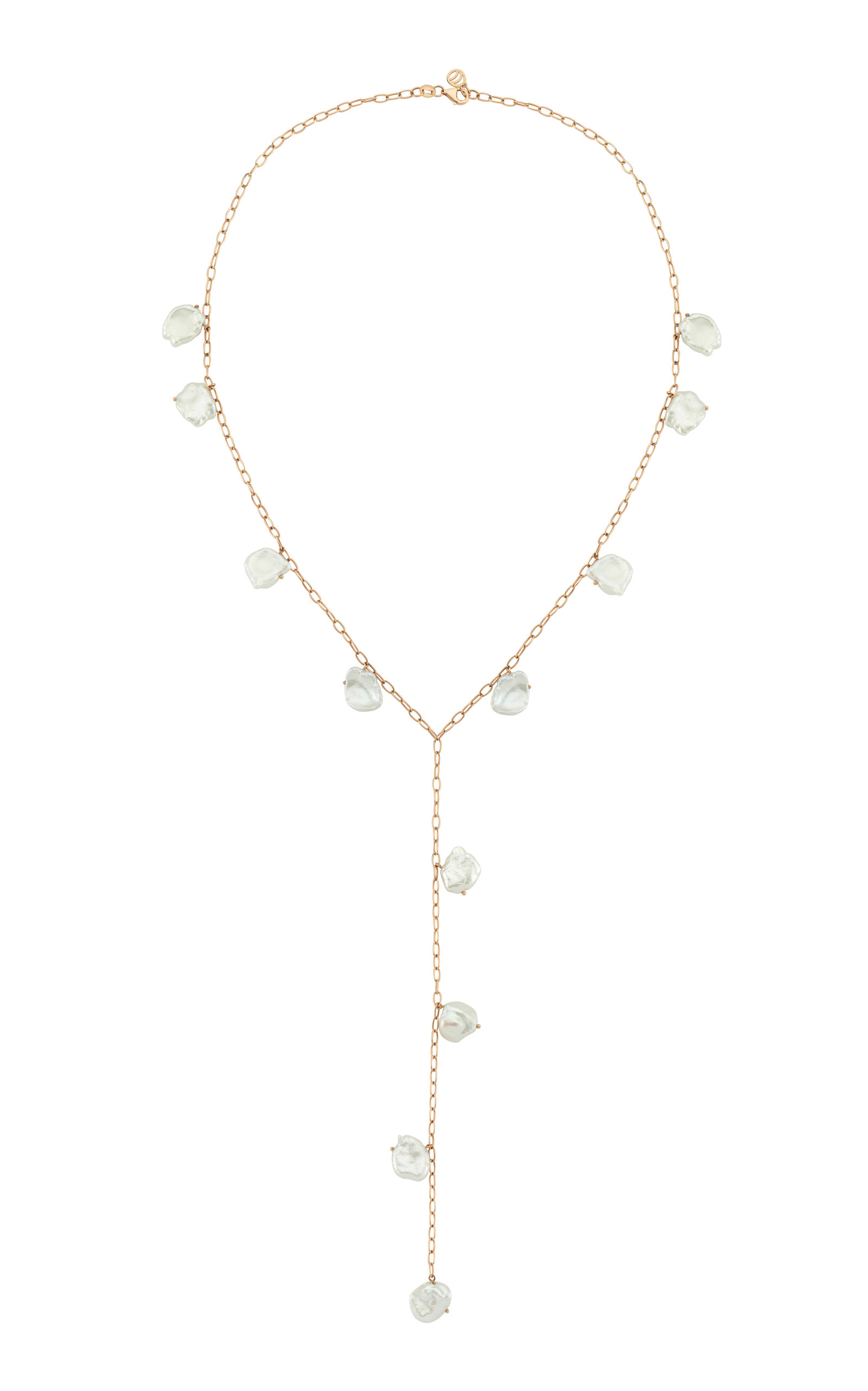 Charms Company Women's Pearls of Joy 14K Rose-Gold and Pearl Lariat Necklace