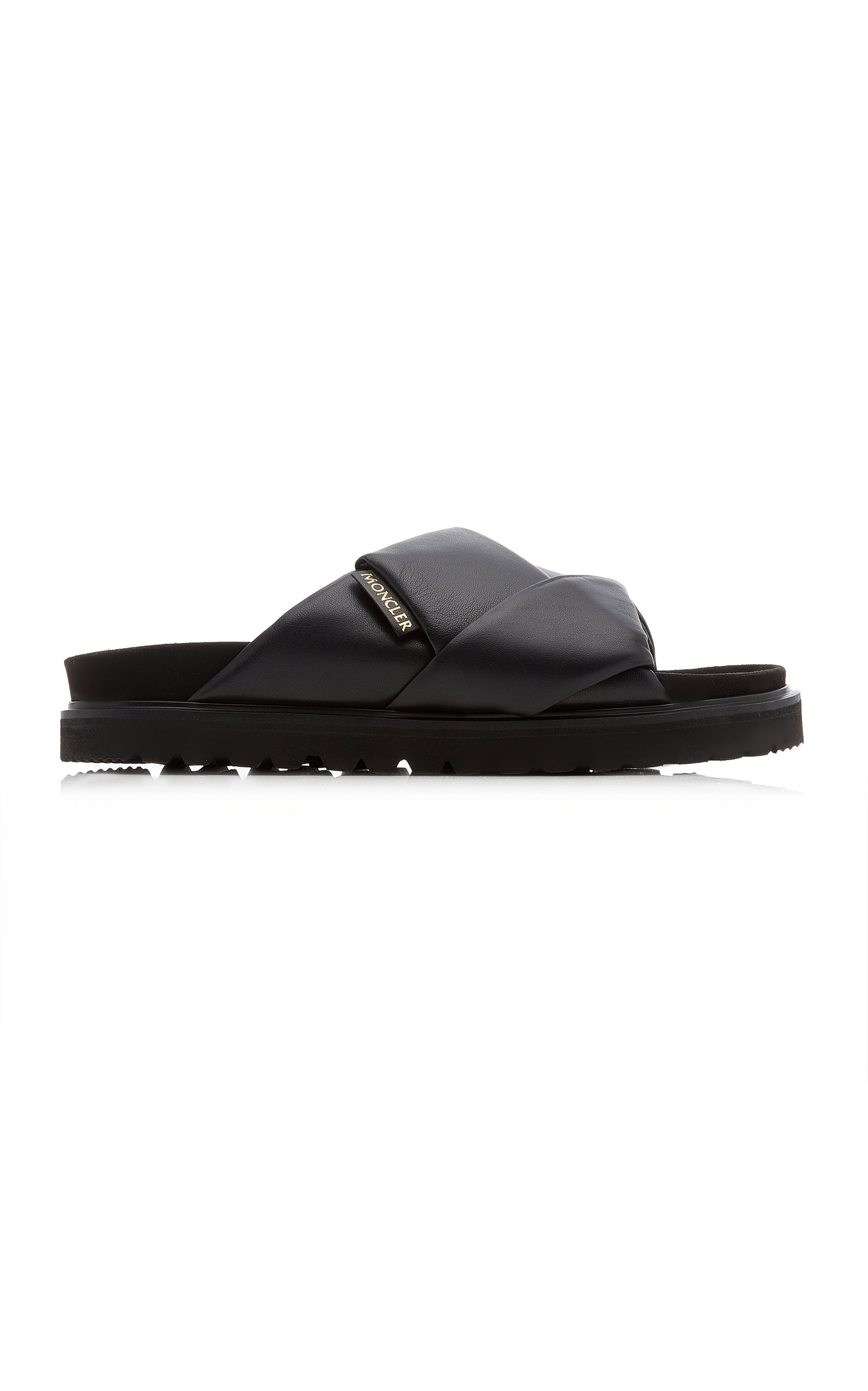 MONCLER WOMEN'S PADDED LEATHER SANDALS