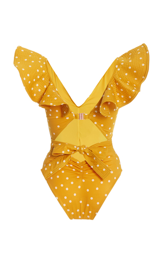 Cenote Diver Ruffled Polka-Dot One-Piece Swimsuit展示图