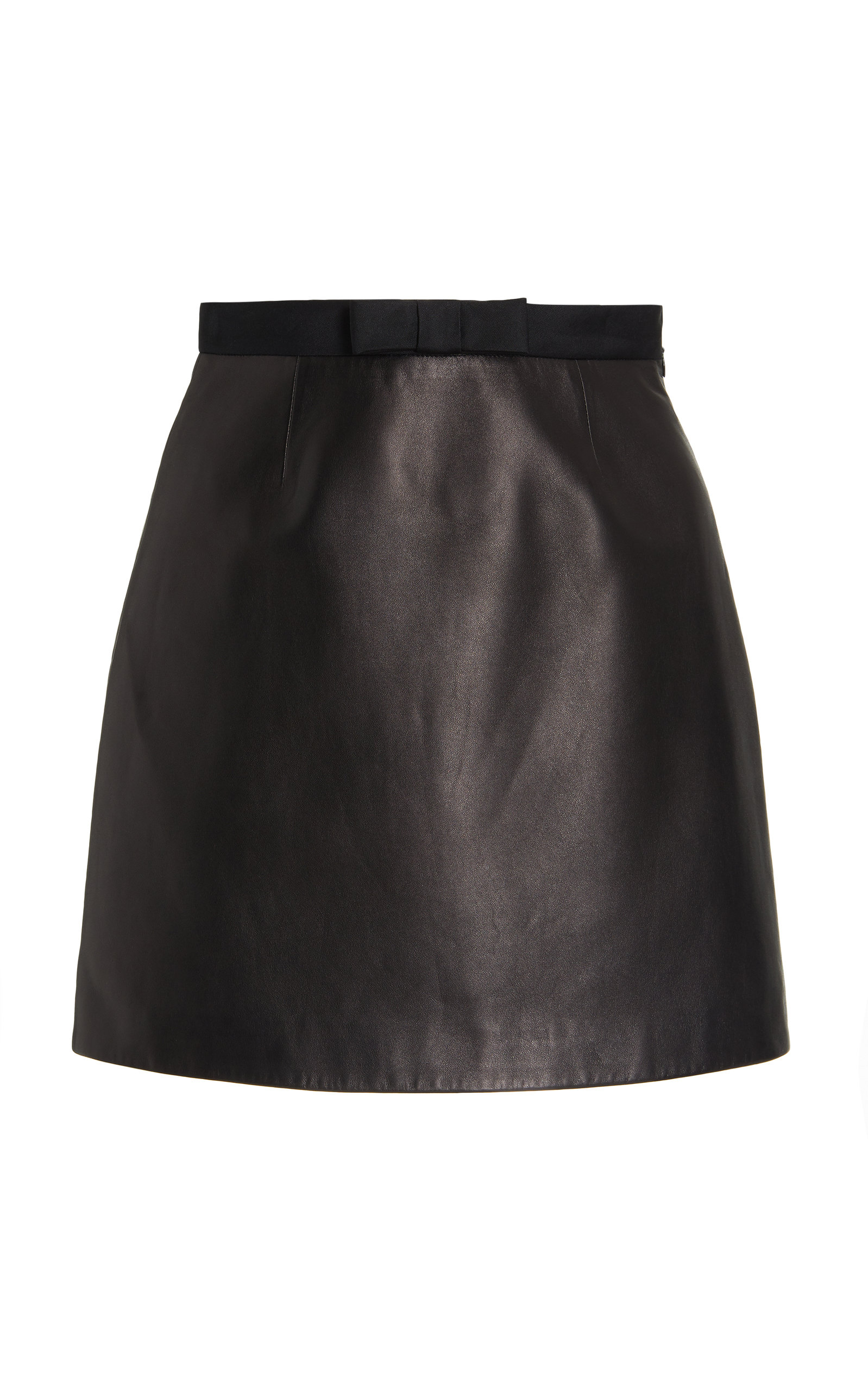 Miu Miu - Women's Bow-Accented Nappa Leather Mini Skirt - Black - Moda Operandi