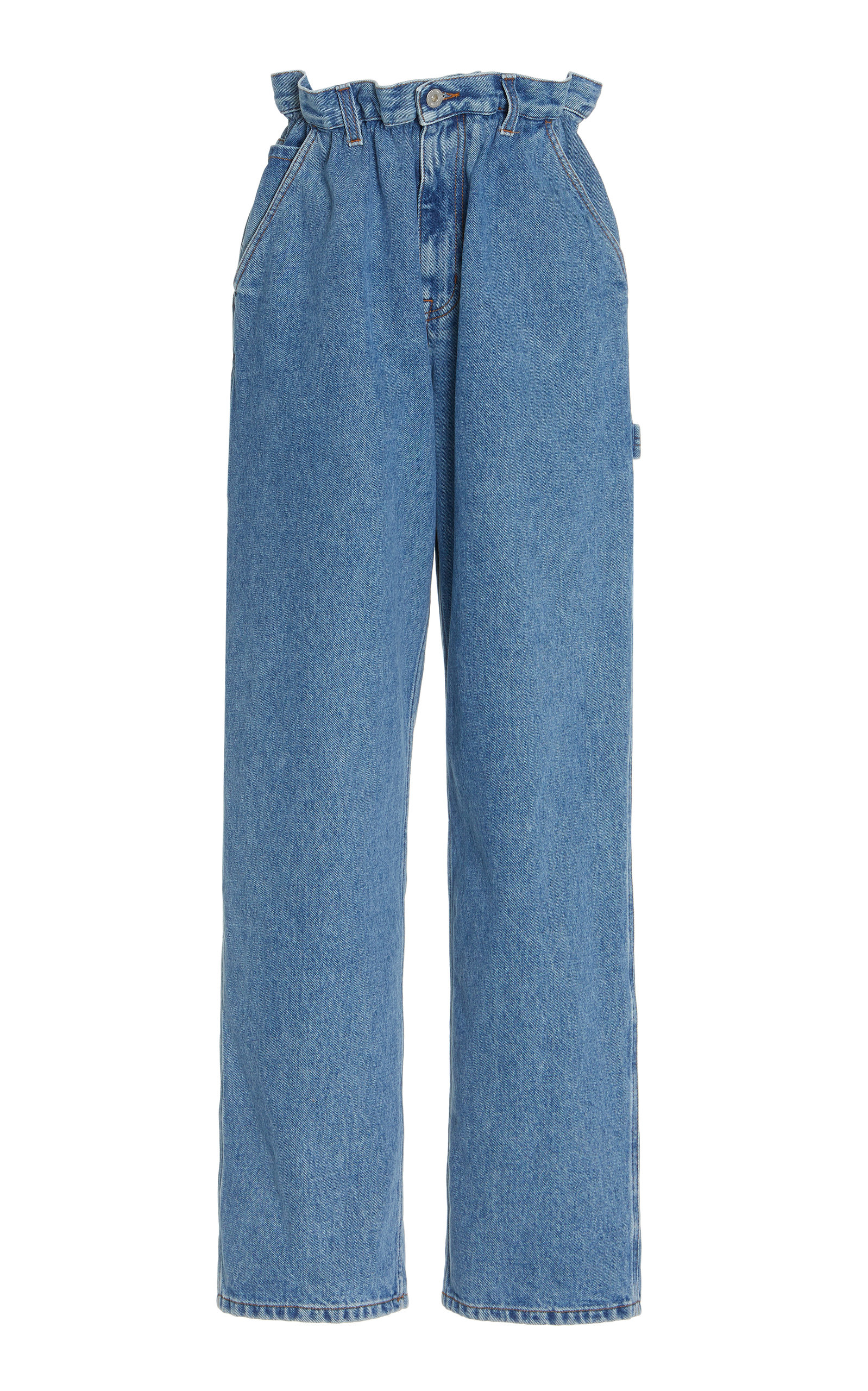 Miu Miu - Women's Iconic Rigid High-Rise Straight-Leg Blue Jeans - Medium Wash - Moda Operandi