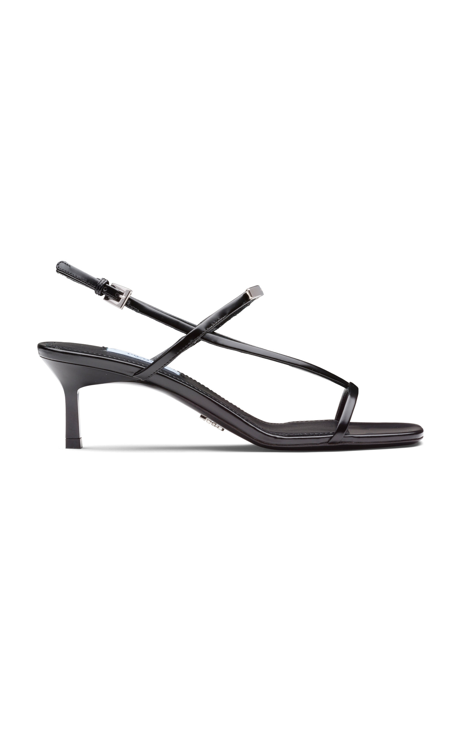Prada - Women's Brushed Leather Slingback Sandals - Black - IT 37 - Moda Operandi
