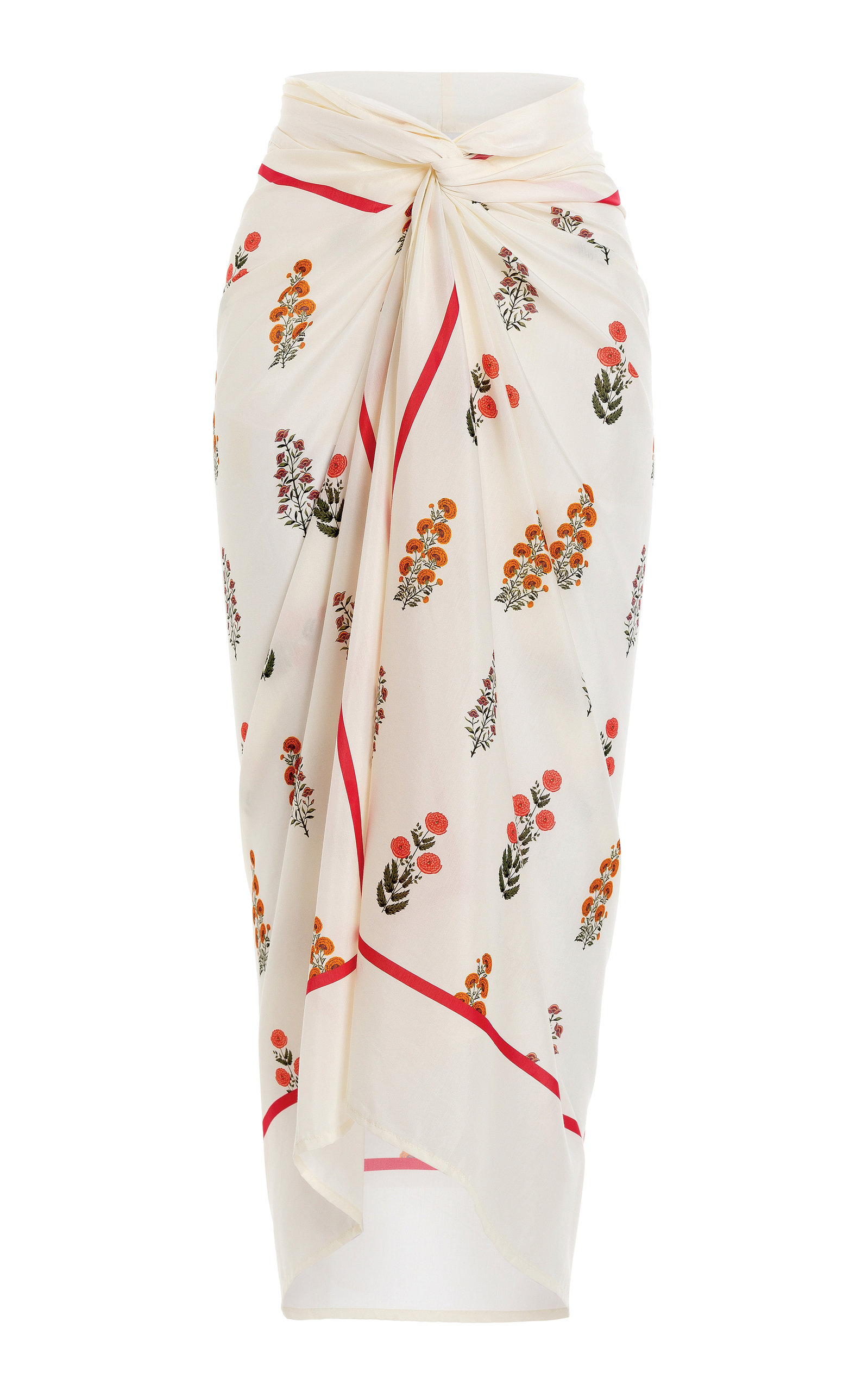 Agua by Agua Bendita – Women's Lavanda Dahlia-Printed Cotton-Silk Pareo – White/navy – Moda Operandi