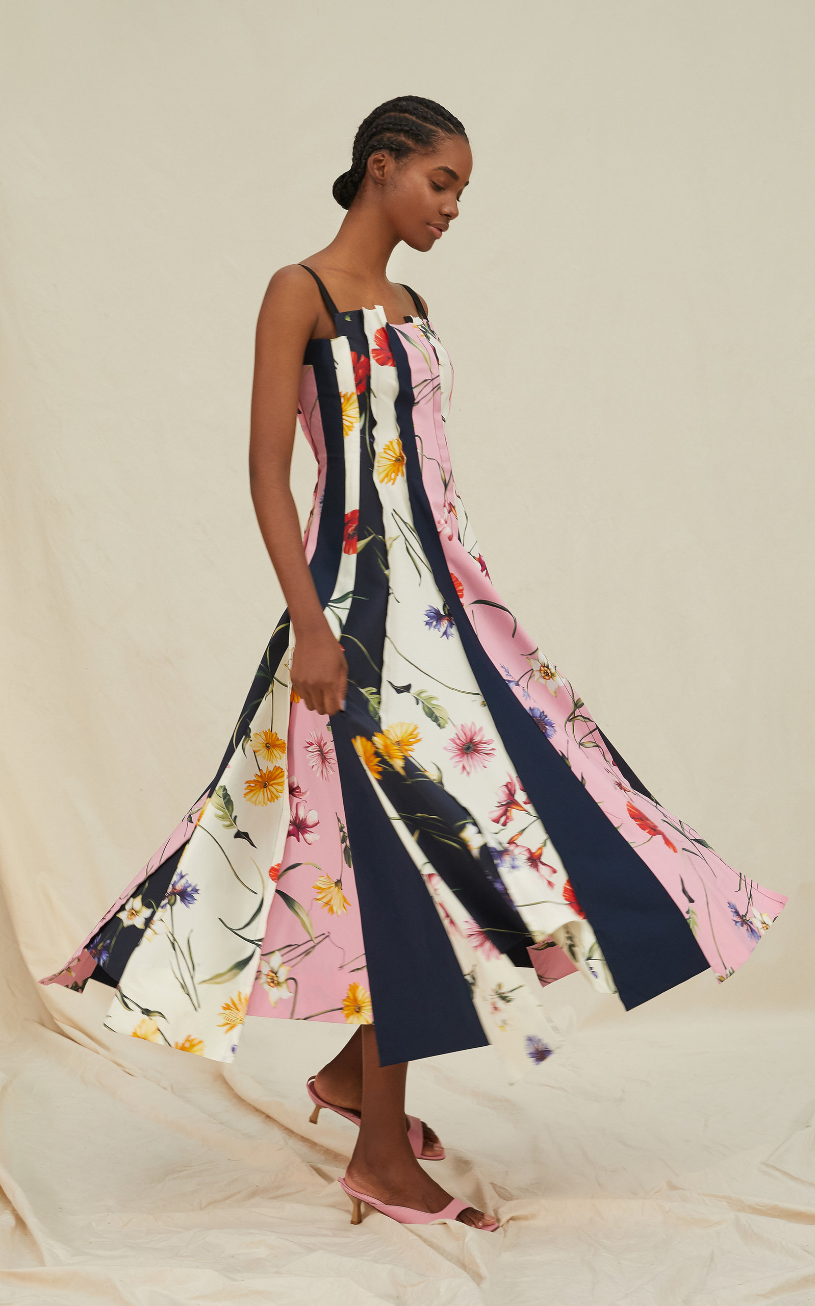 Oscar De La Renta Women's Square Neckline Cotton-blend Printed Dress