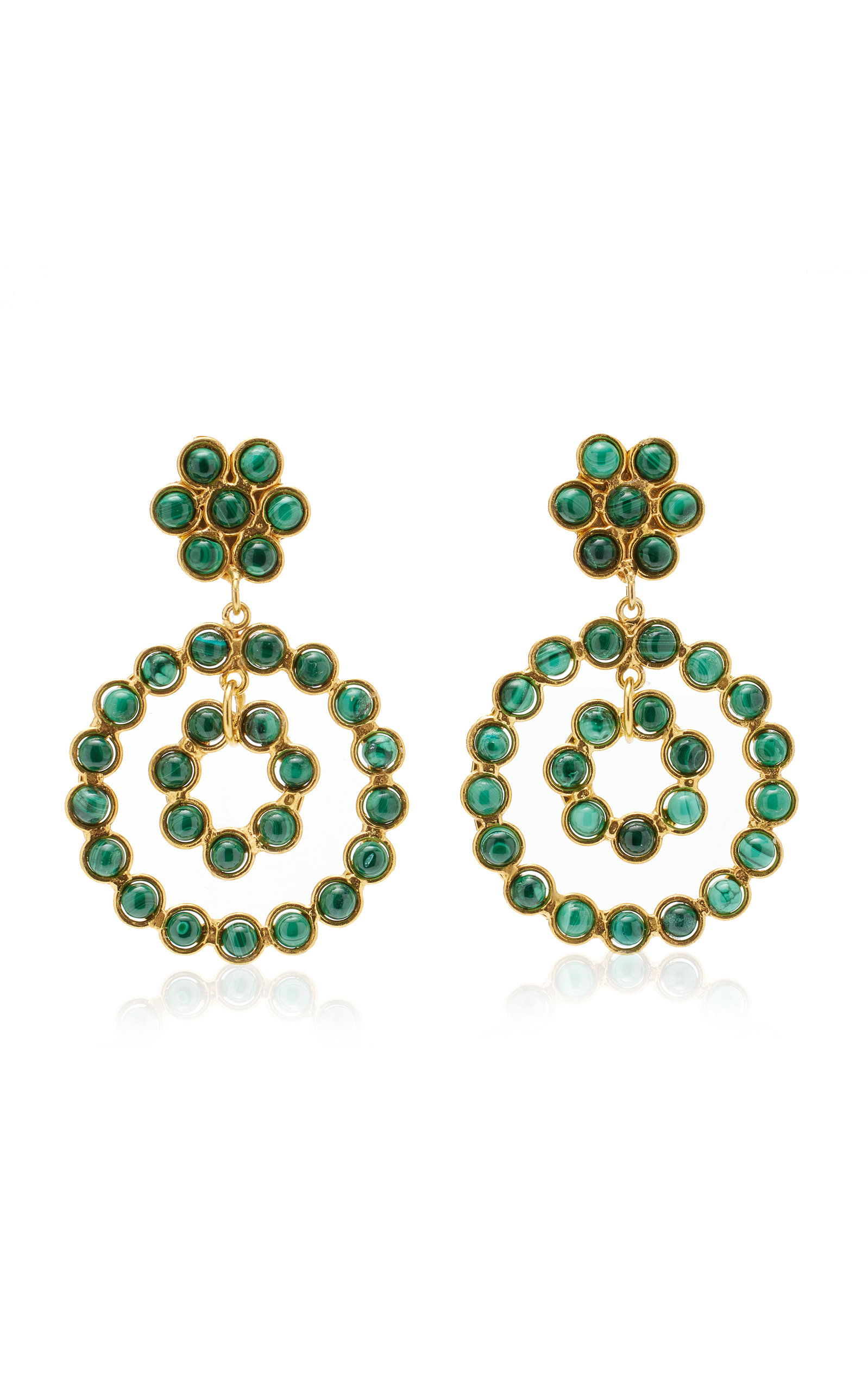 Flower Candies Malachite 22K Gold-Plated Earrings