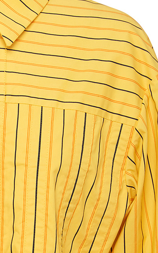 Basket Striped Tie-Accent Cotton Shirt展示图