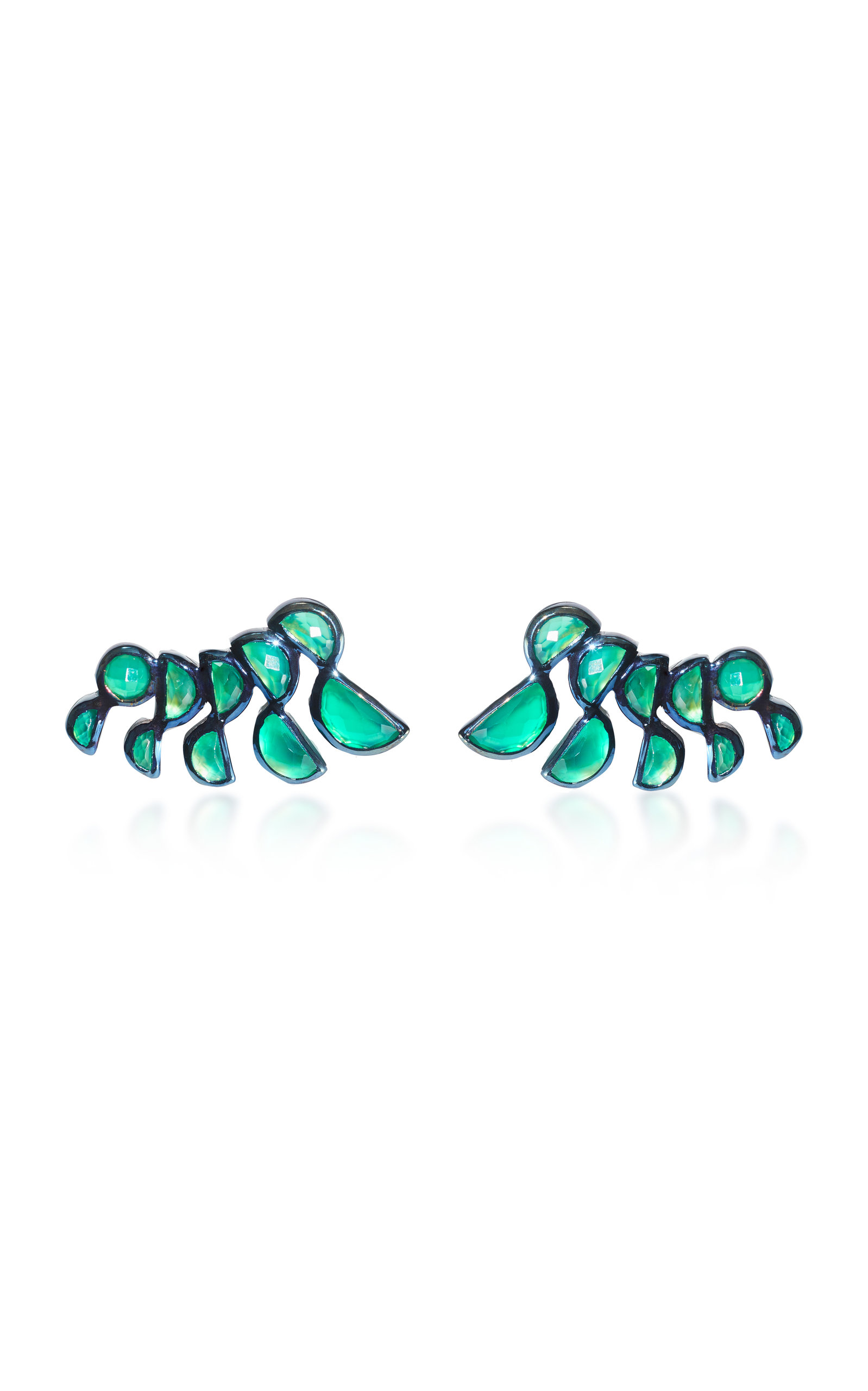 Lobster Sterling Silver Green Onyx Earrings