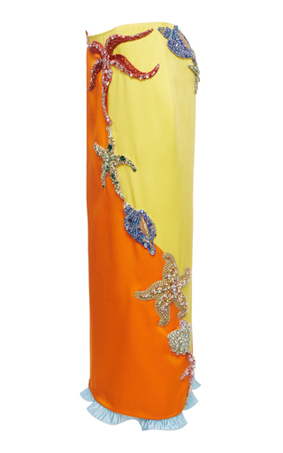Starfish-Embellished Crepe Midi Skirt展示图