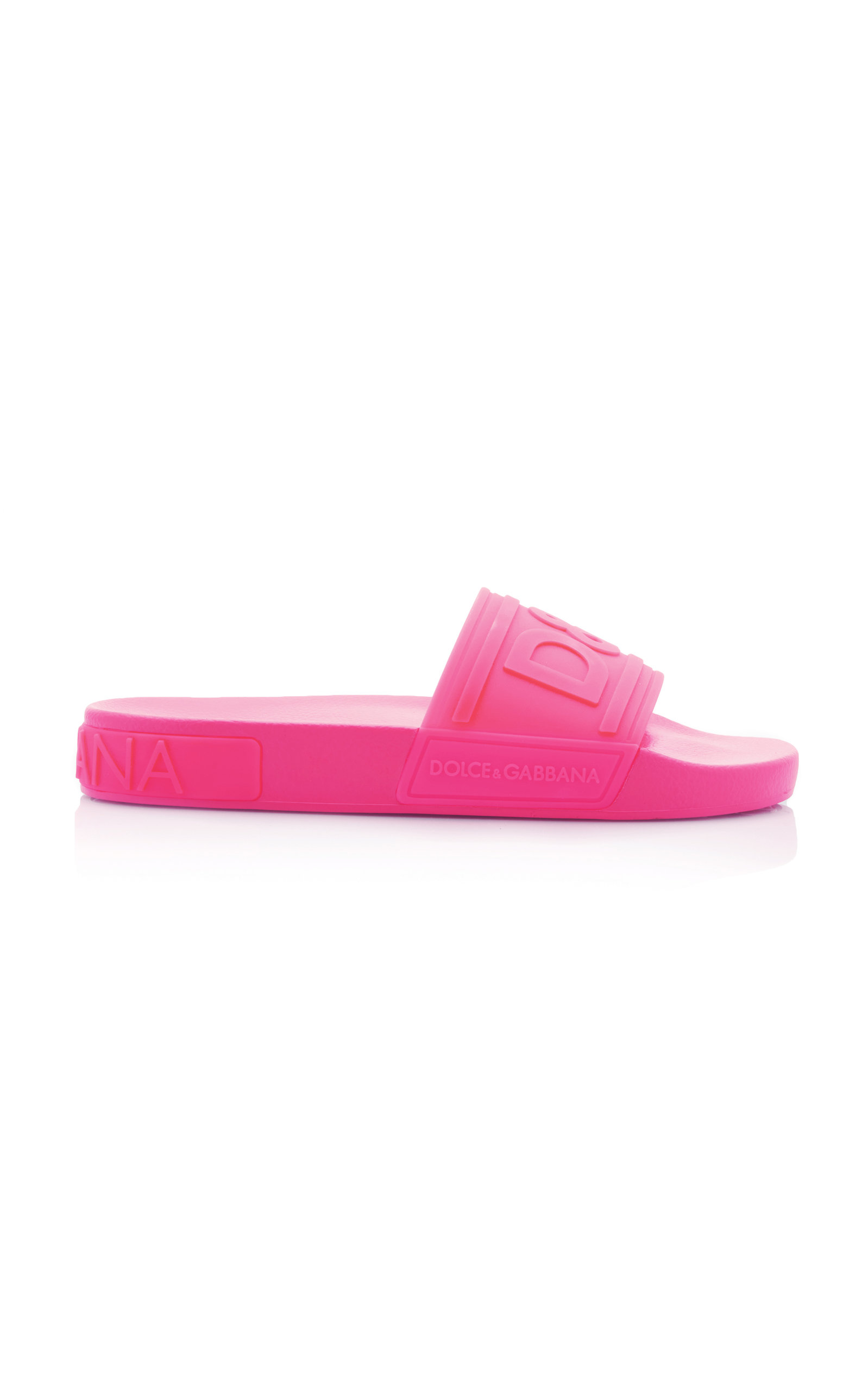 Dolce & Gabbana Pink Rubber Beach Slides In Pink