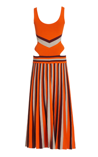 Stand Striped Merino Wool Knit Dress展示图