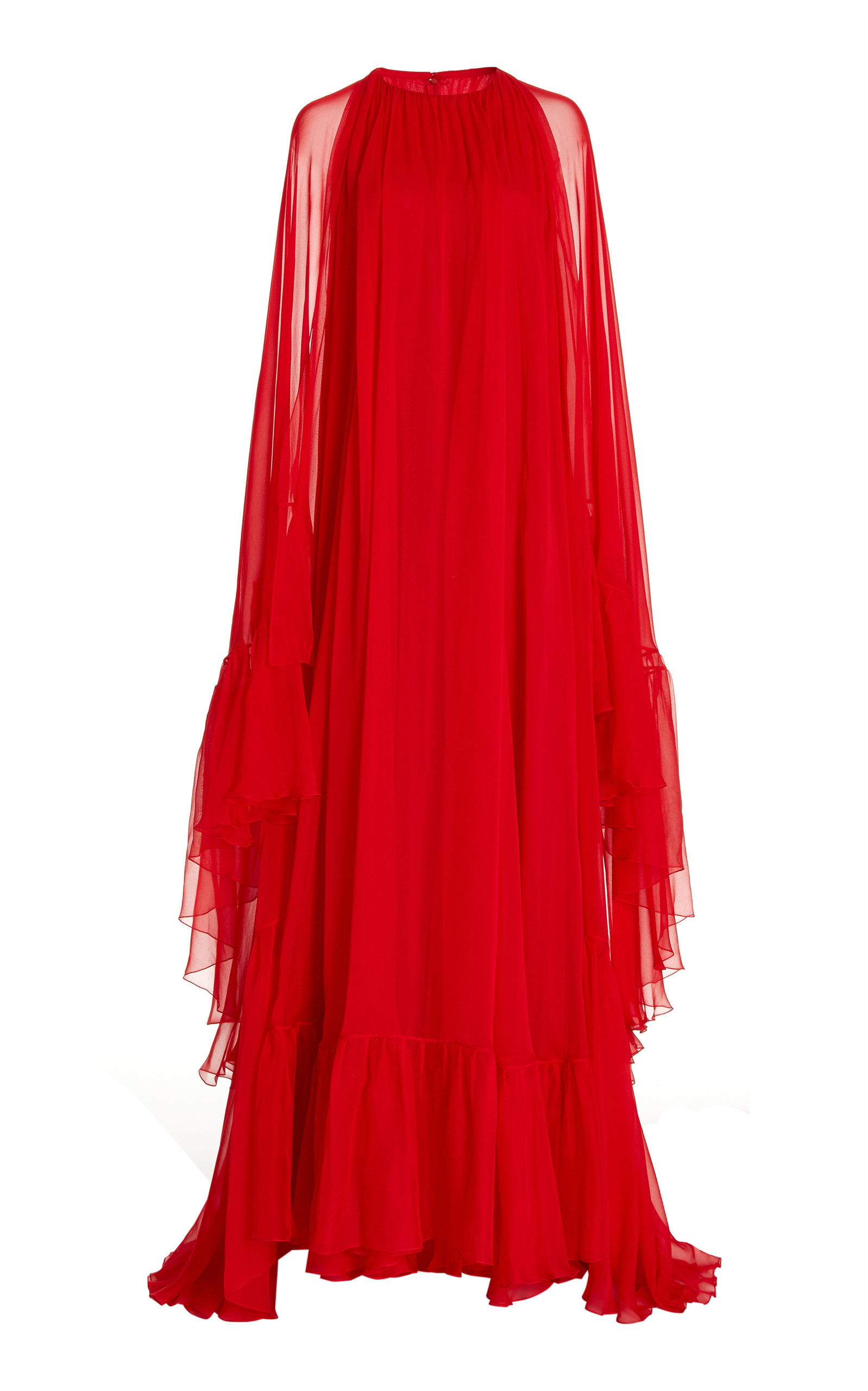Valentino - Women's Draped Silk Cape Gown - Red - IT 44 - Moda Operandi