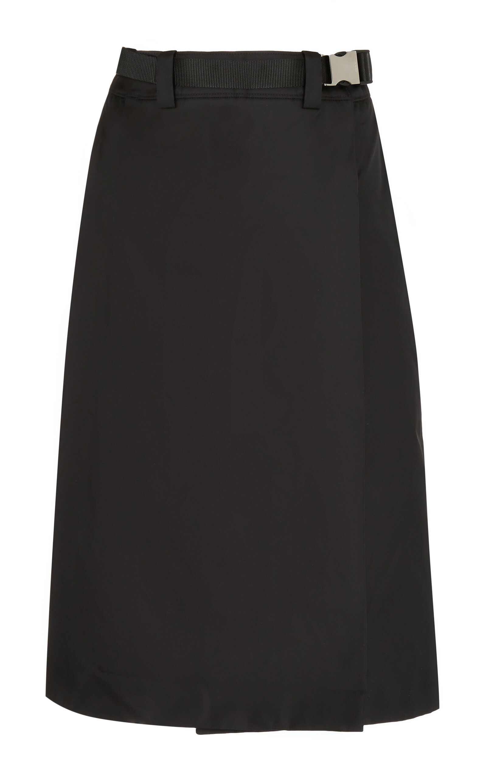 Prada - Belted Gabardine Midi Skirt - Black - IT 40 - Moda Operandi