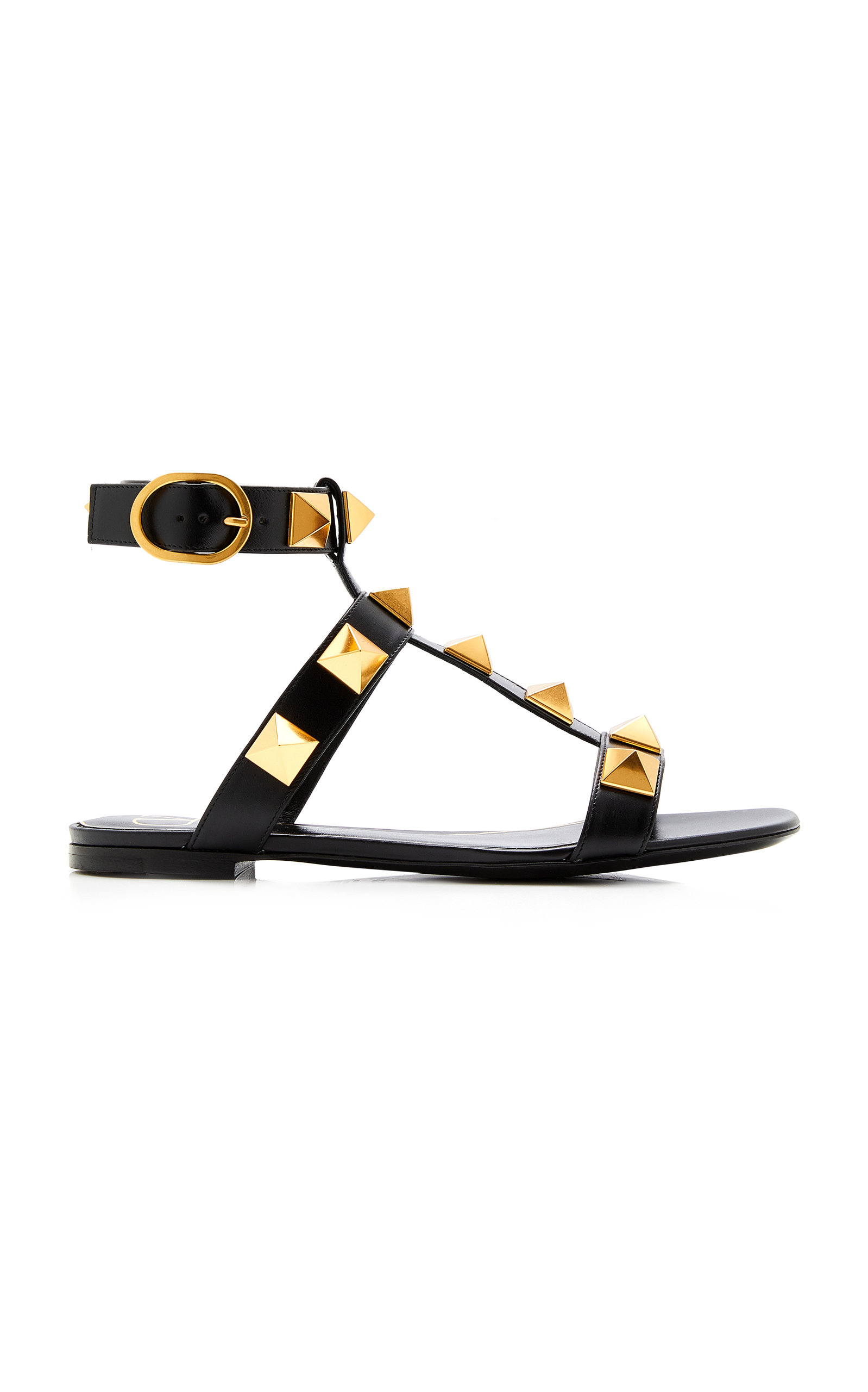 Valentino Garavani Garavani Leather Roman Stud Sandals In Black | ModeSens
