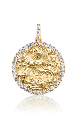 18K Yellow Gold Diamond Zodiac Medallion Necklace展示图