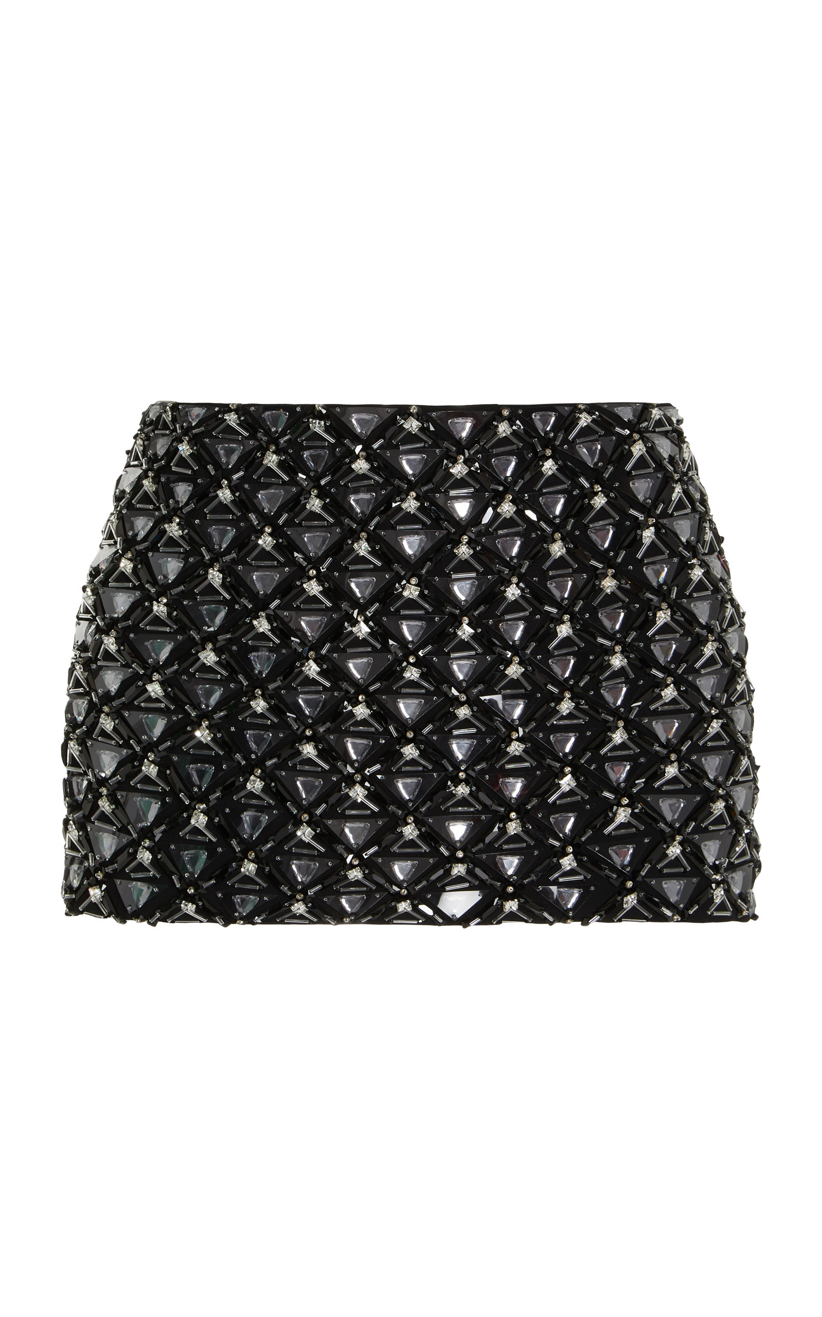 Miu Miu - Women's Crystal and Sequin-Embellished Cady Mini Skirt - Black - IT 36 - Moda Operandi