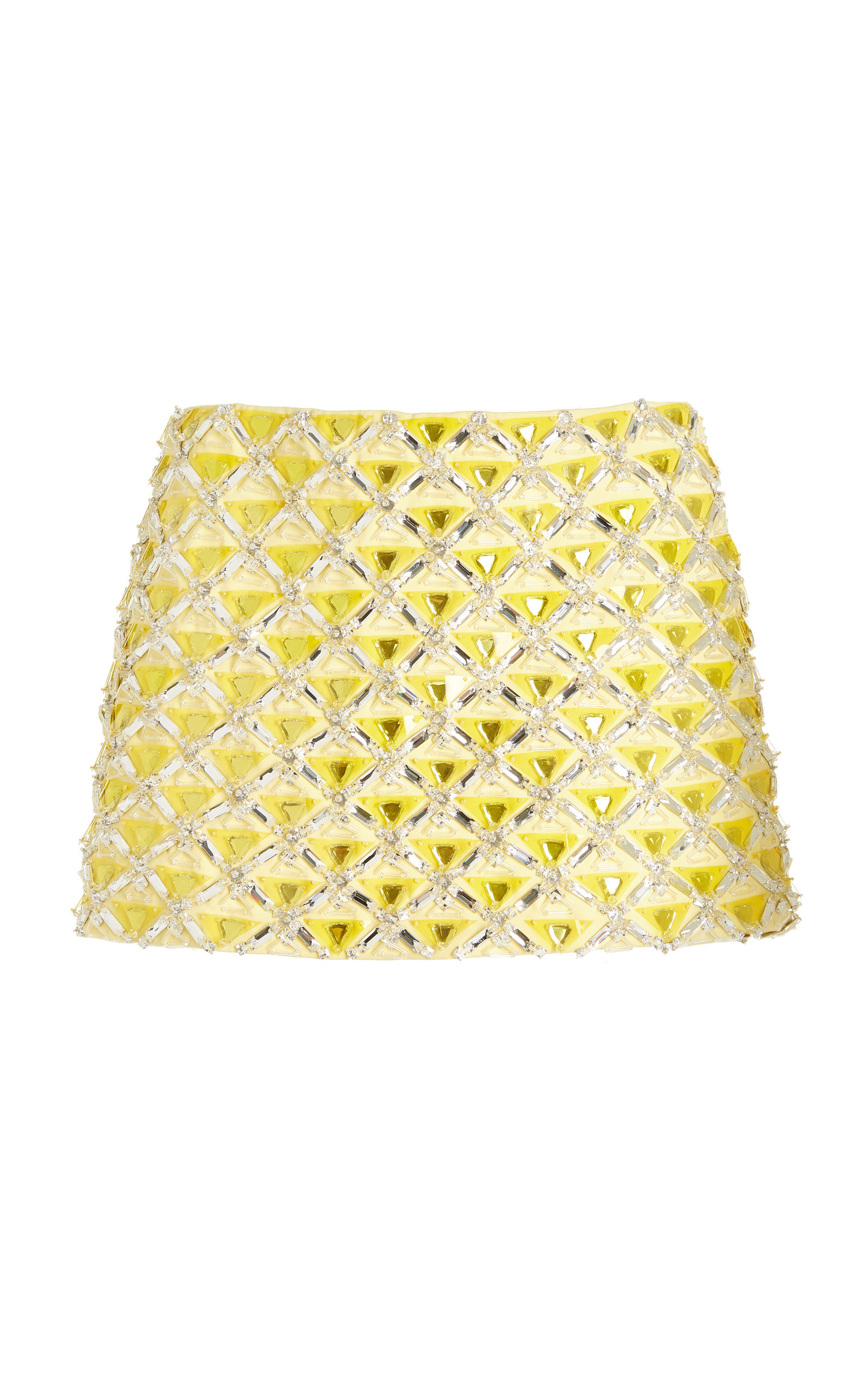 Miu Miu - Women's Crystal and Sequin-Embellished Cady Mini Skirt - Black/yellow - Moda Operandi