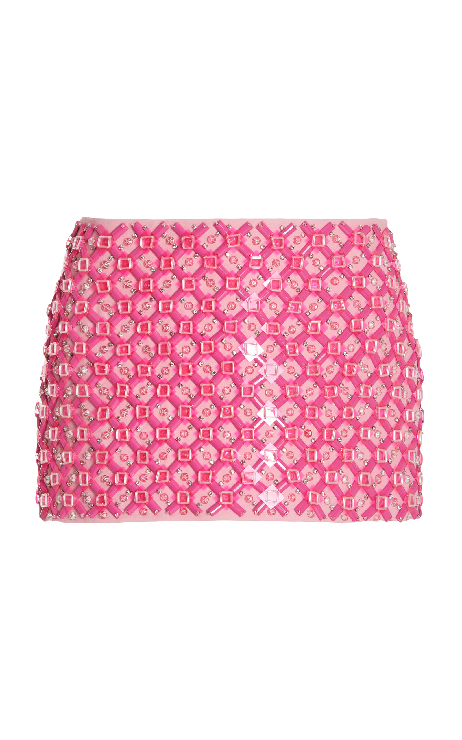 Miu Miu - Crystal and Sequin-Embellished Cady Mini Skirt - Pink - IT 36 - Moda Operandi