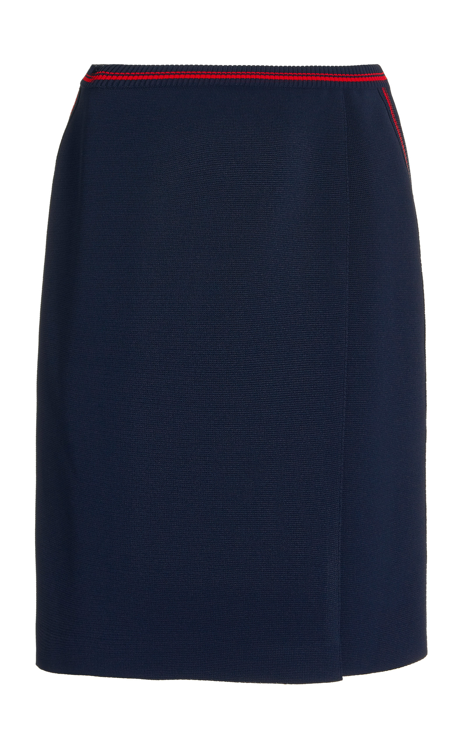 Flared Stripe-Detail Knit Skirt