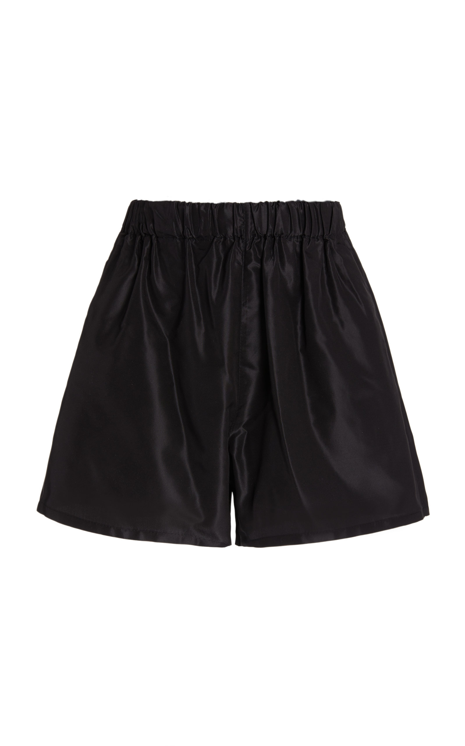 Shop Prada Silk Logo Shorts In Black