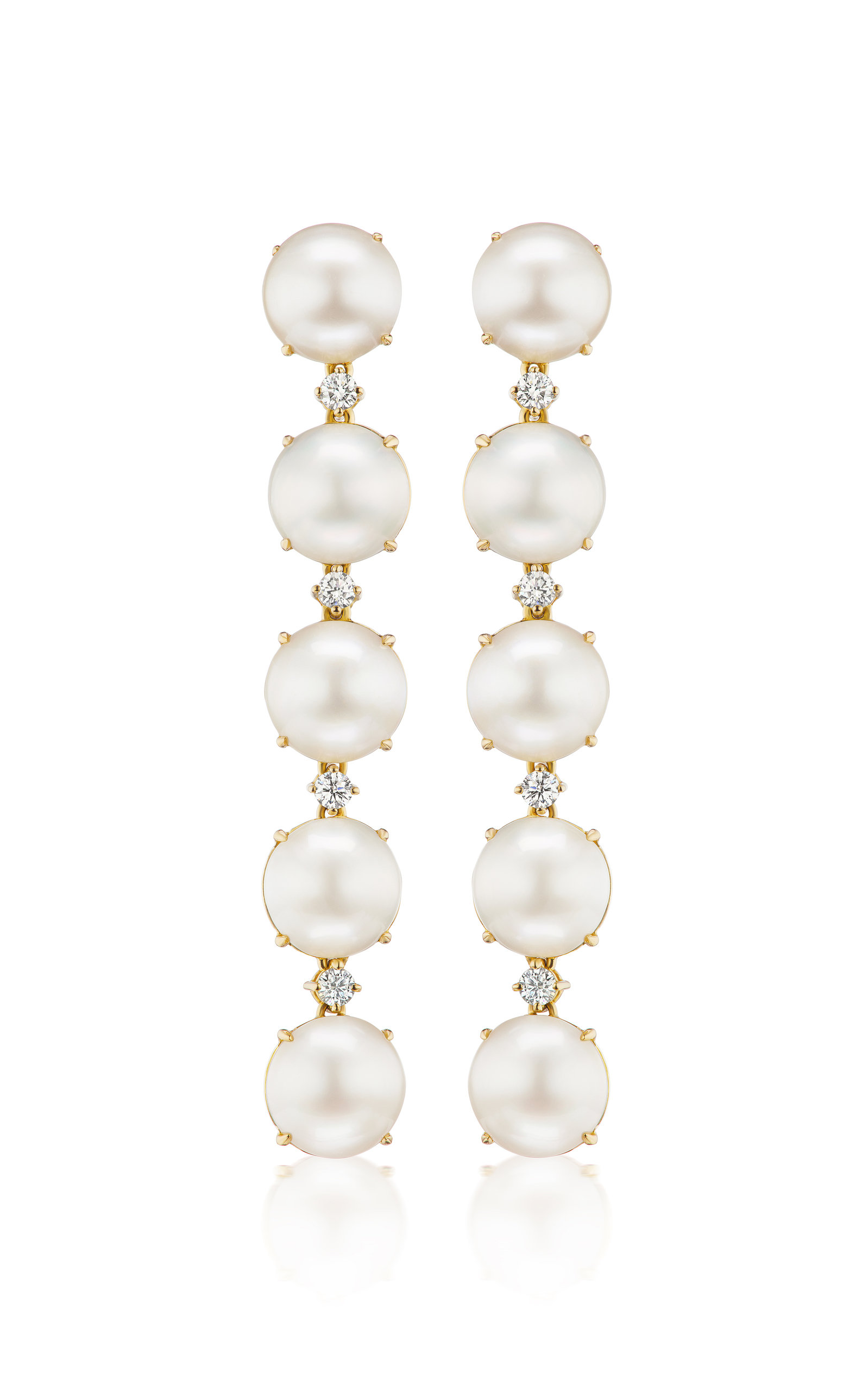 Briony Raymond Women's Confetti 18K Yellow Gold Pearl; Diamond Earrings