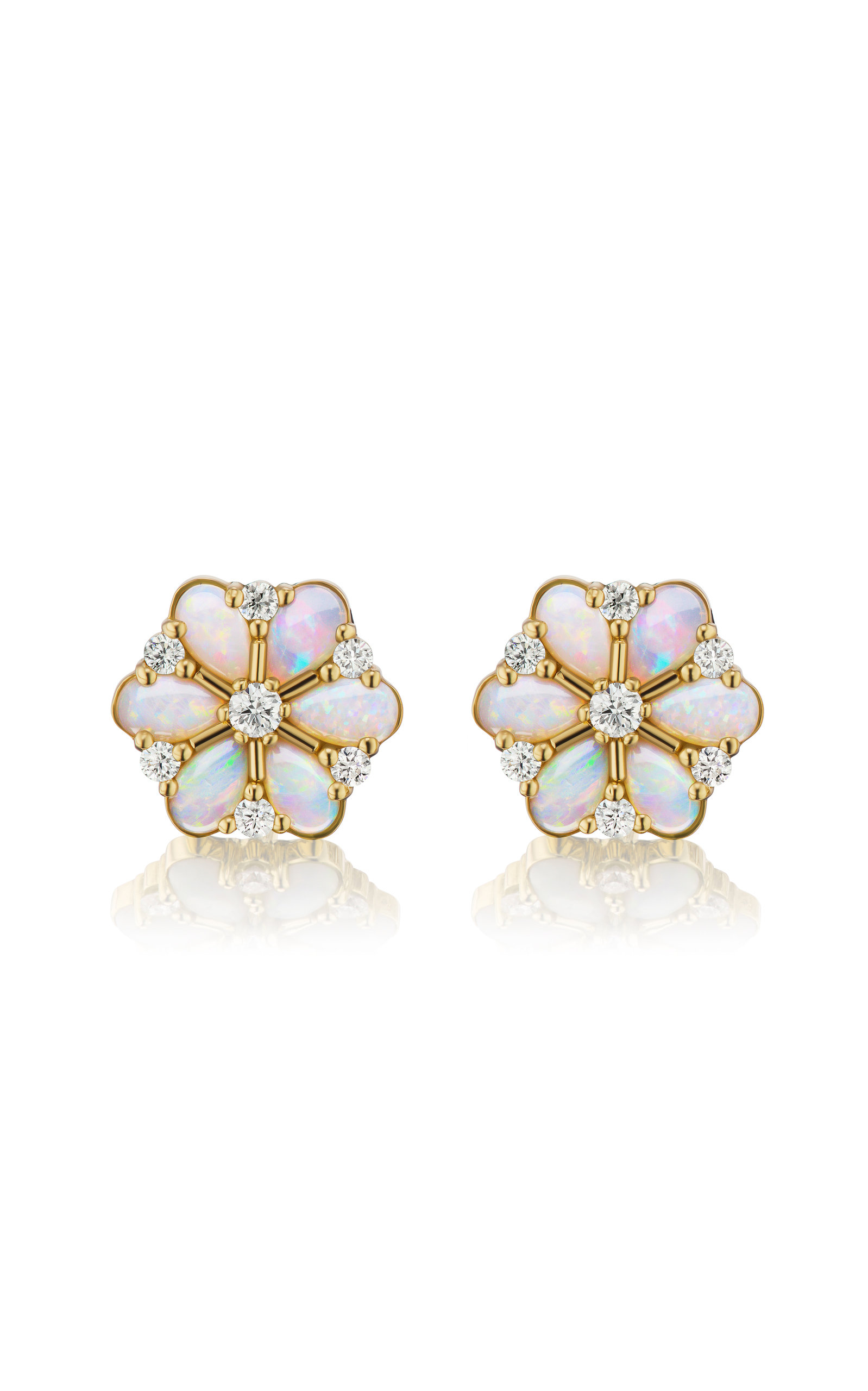 Briony Raymond Women's Confetti 18K Yellow Gold Opal; Diamond Earrings