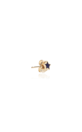 Star 14K Yellow Gold Lapis Single Earring展示图