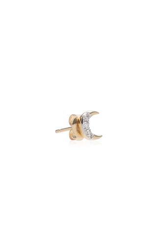 Crescent 14K Yellow Gold Diamond Single Earring展示图