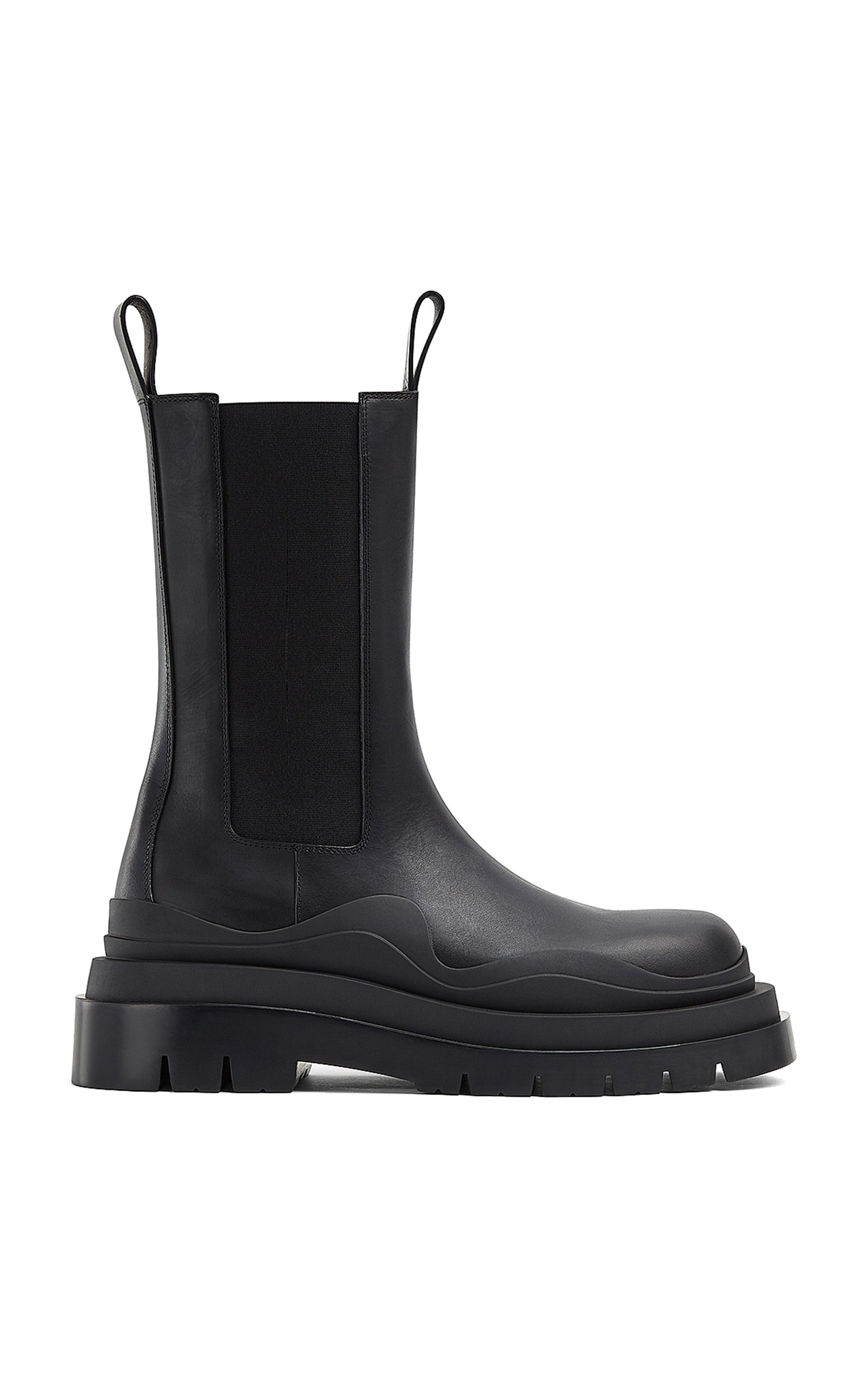 Bottega Veneta Tire Leather Ankle Boots In Black | ModeSens