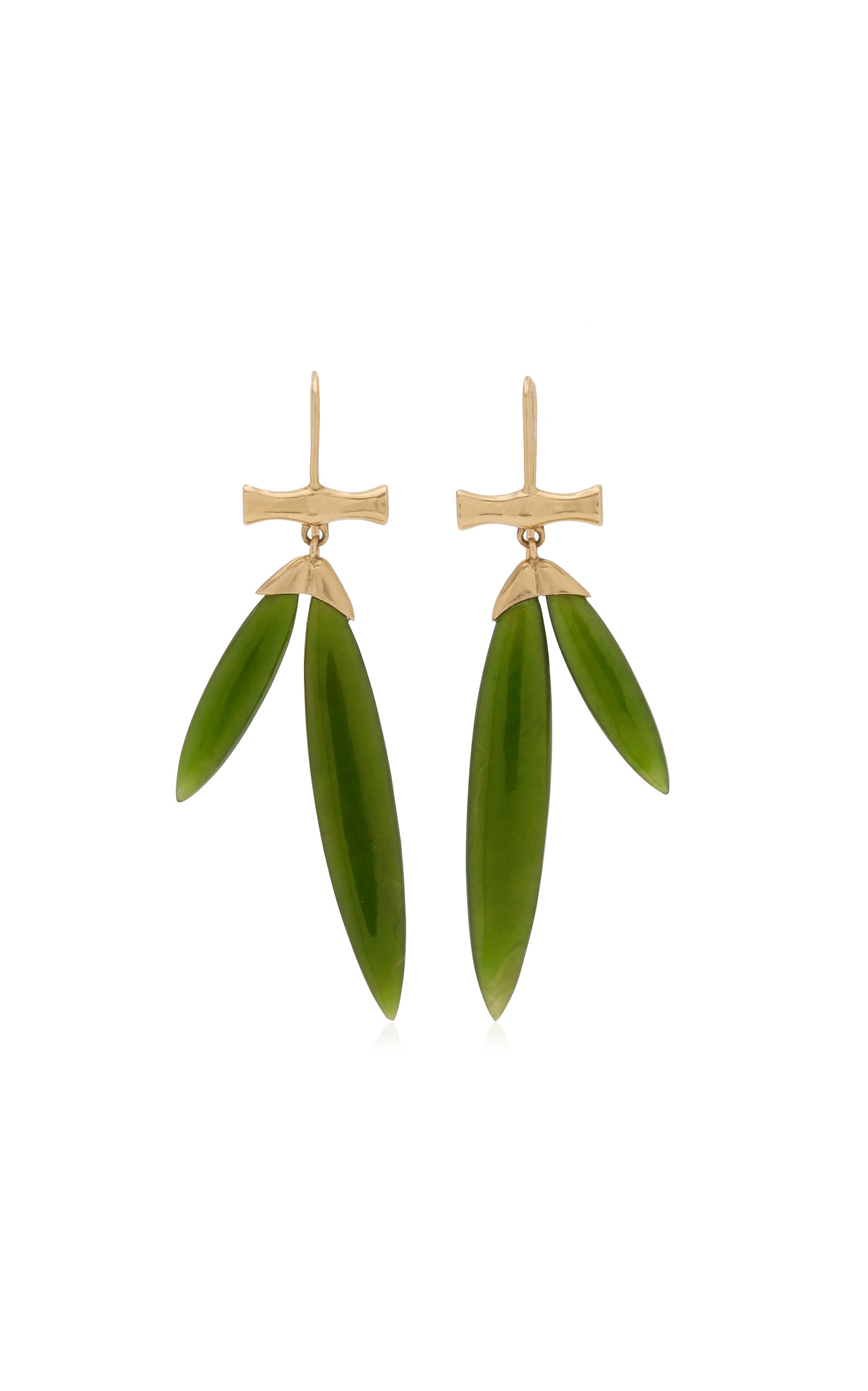 Annette Ferdinandsen Women's Bamboo 14K Yellow Gold Jade Earrings