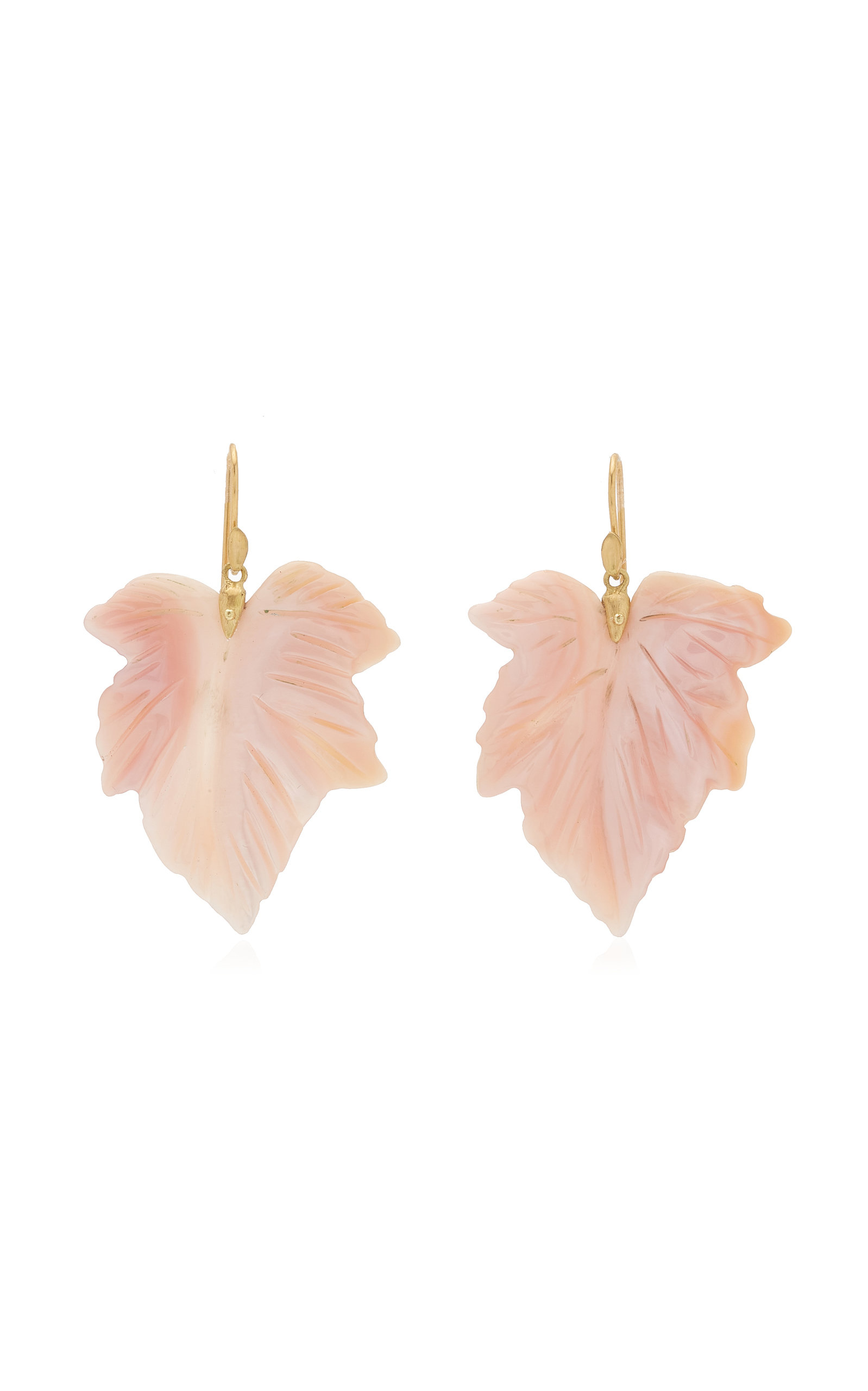 Fancy Leaf 18K Yellow Gold Mother-Of-Pearl Earrings