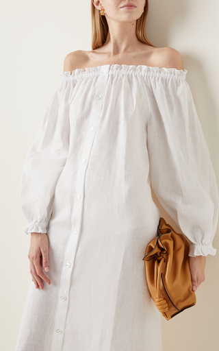 Loungewear Linen Midi Shirt Dress展示图