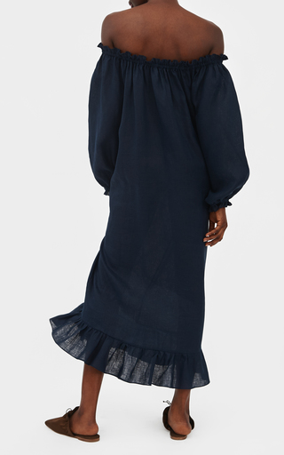 Loungewear Linen Midi Shirt Dress展示图