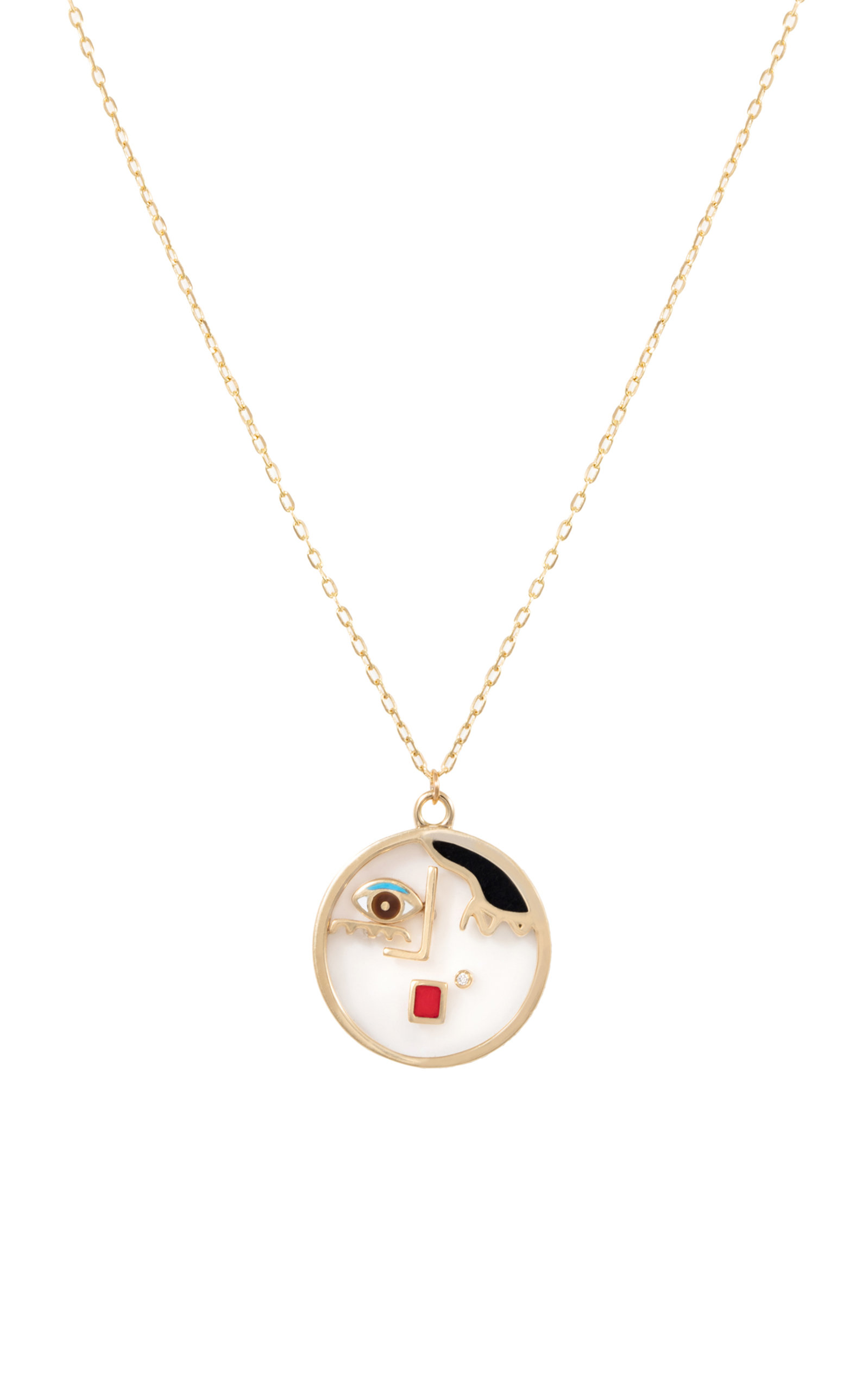 Face It 18K Yellow Gold Pendant Necklace