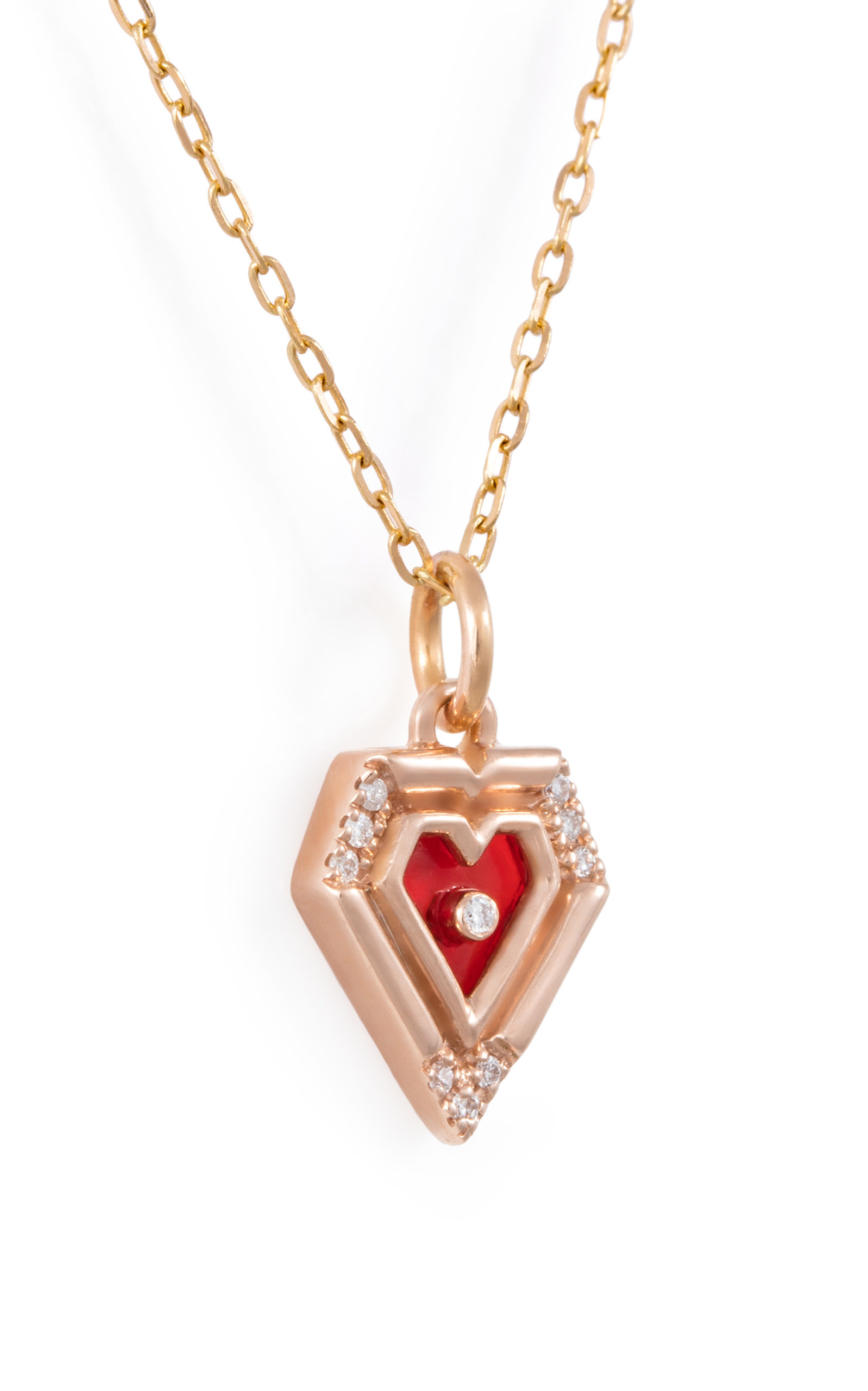 L'Atelier Nawbar Women's Mini Heart 18K Rose Gold Agate Diamond Necklace