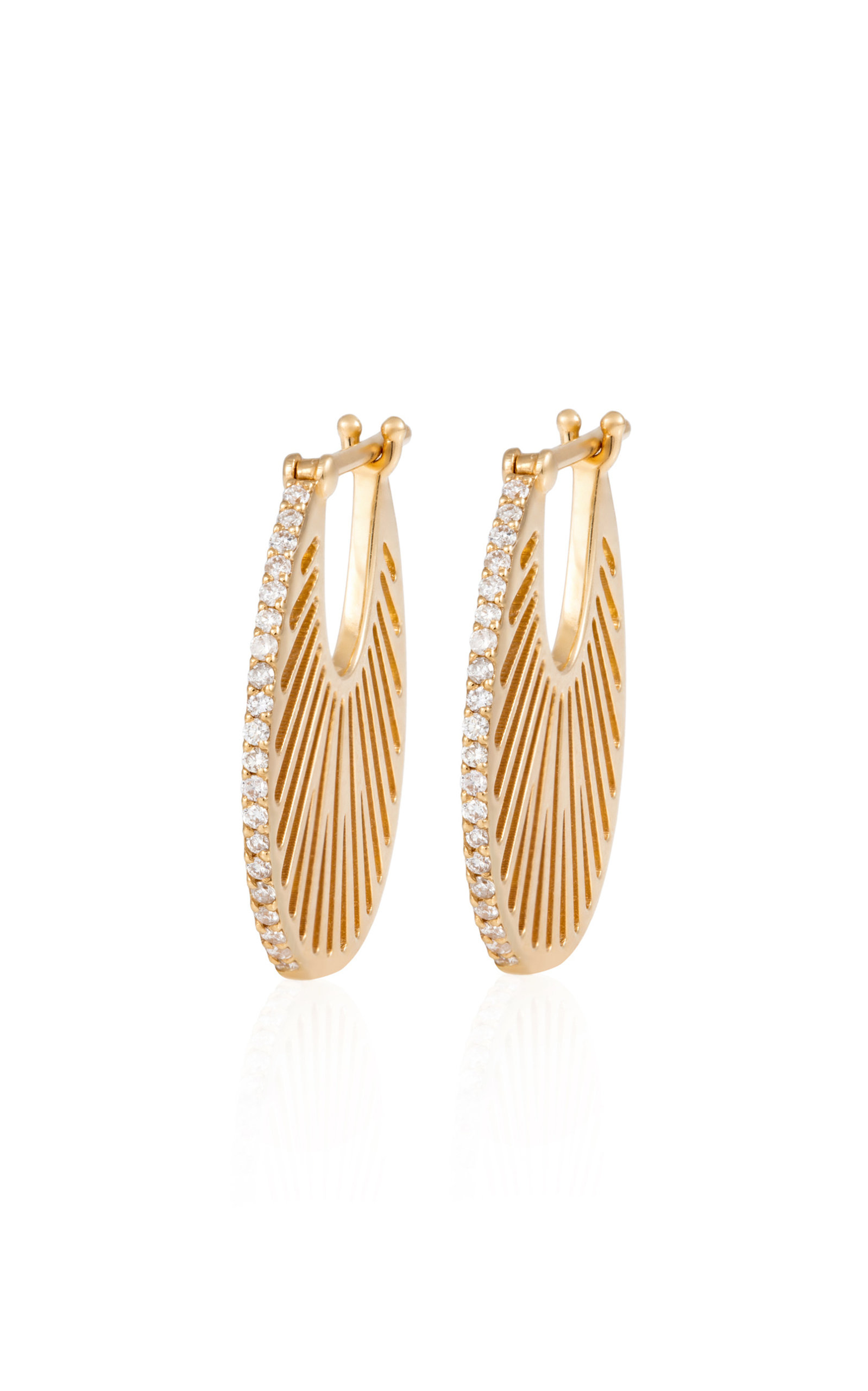 L'Atelier Nawbar Women's Flat Ray 18K Yellow Gold Diamond Hoop Earrings